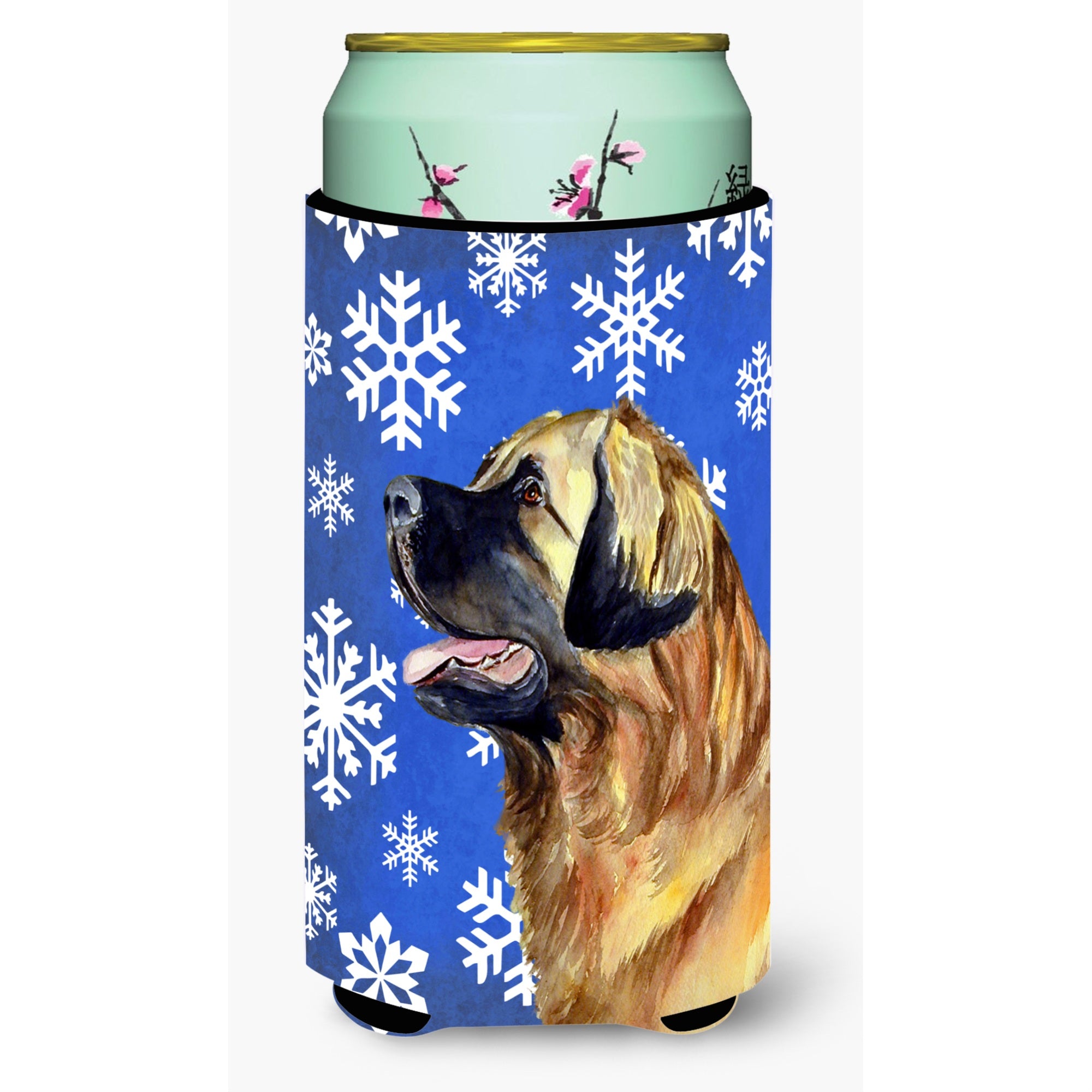 Leonberger Winter Snowflakes Holiday  Tall Boy Beverage Insulator Beverage Insulator Hugger