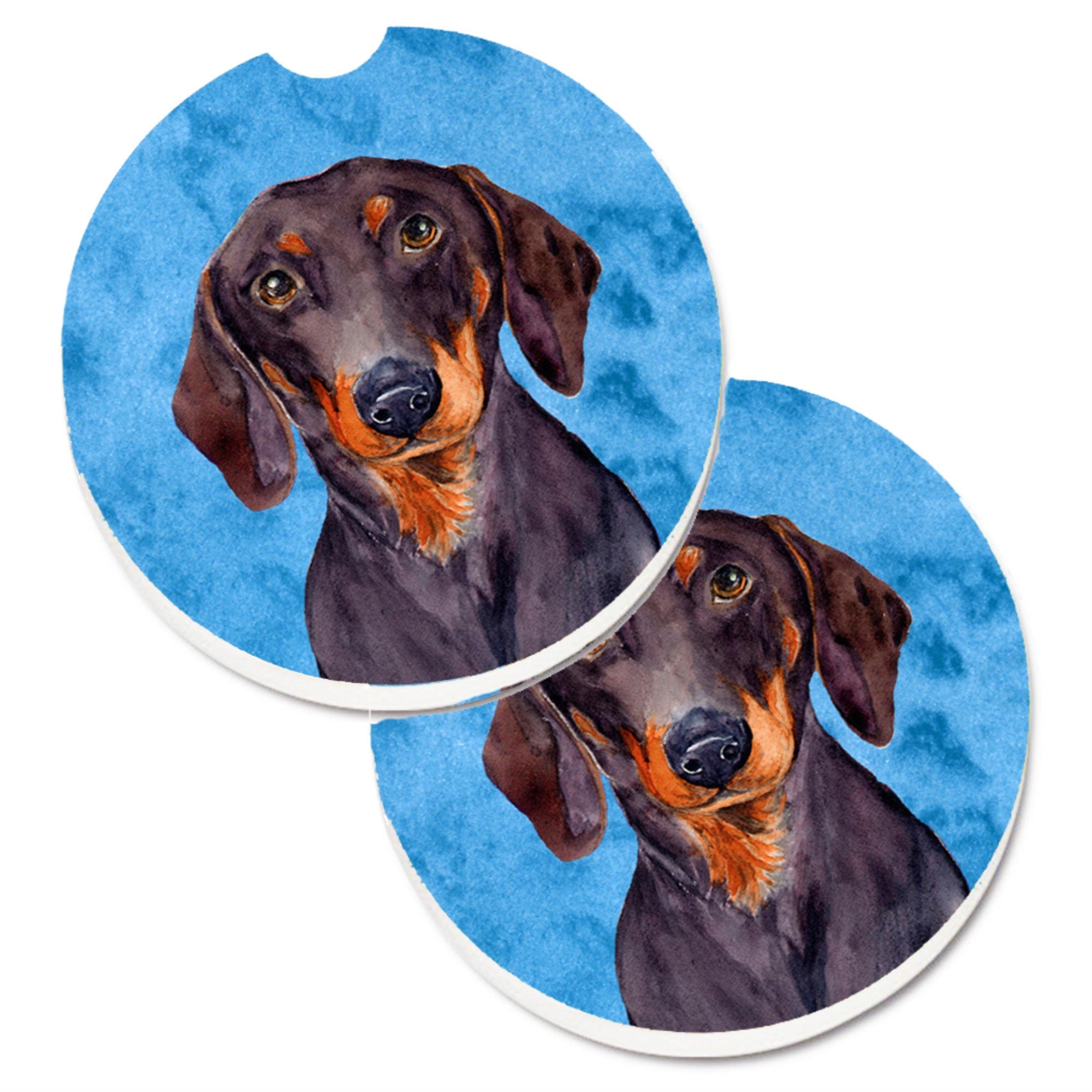 'Caroline'S Treasures Blue Dachshund Set Of 2 Cup Holder Car Coasters Lh9358Bucarc, 2.56, Multicolor''