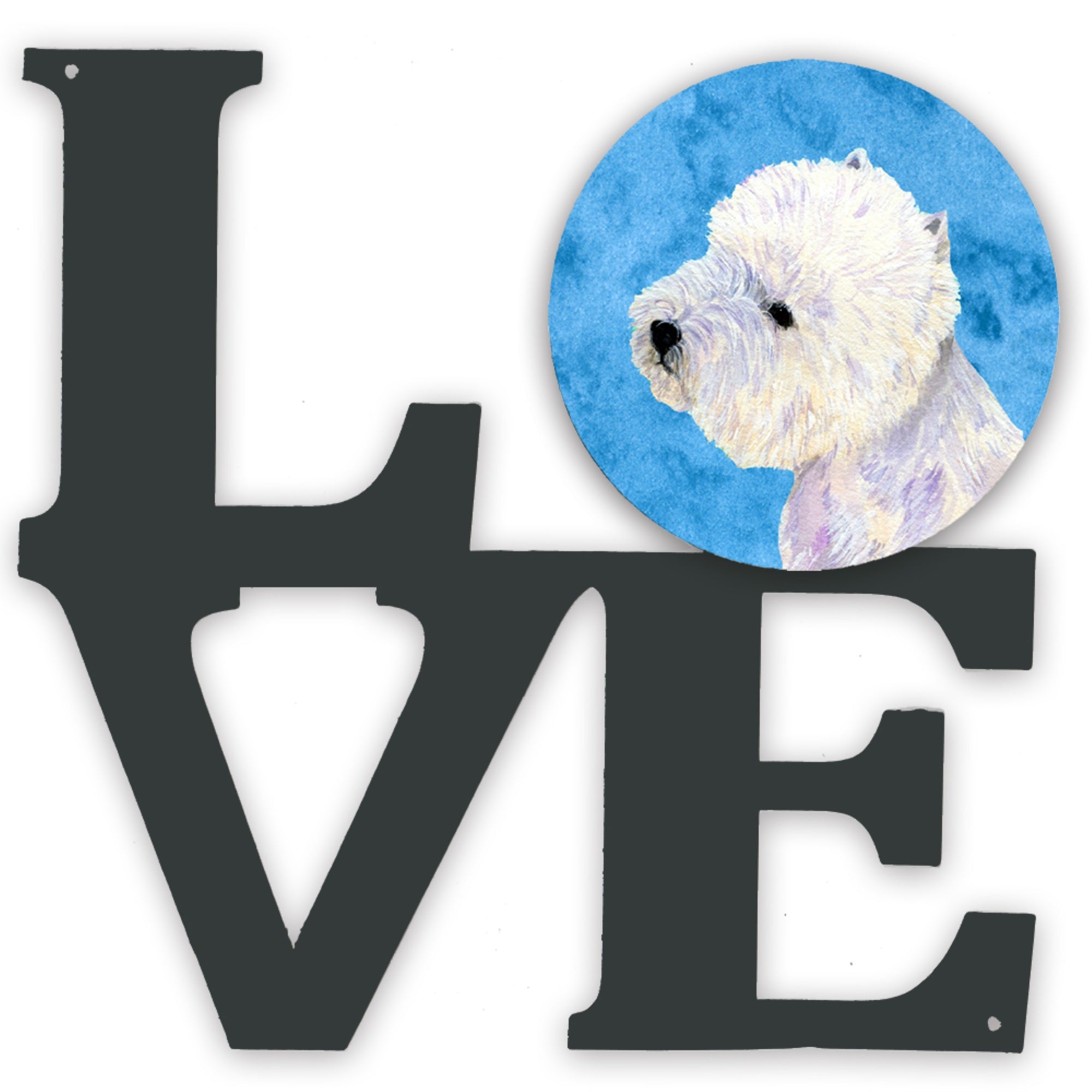 'Caroline'S Treasures Blue Westie Metal Artwork Love Wall-Decor, Multicolor''