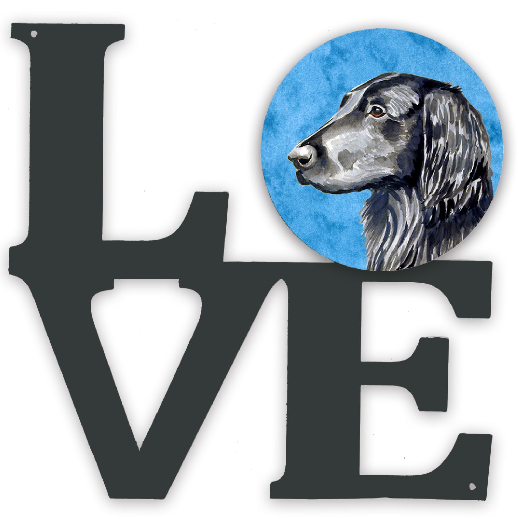 'Caroline'S Treasures Blue Flat Coated Retriever Metal Artwork Love Wall-Decor, Multicolor''
