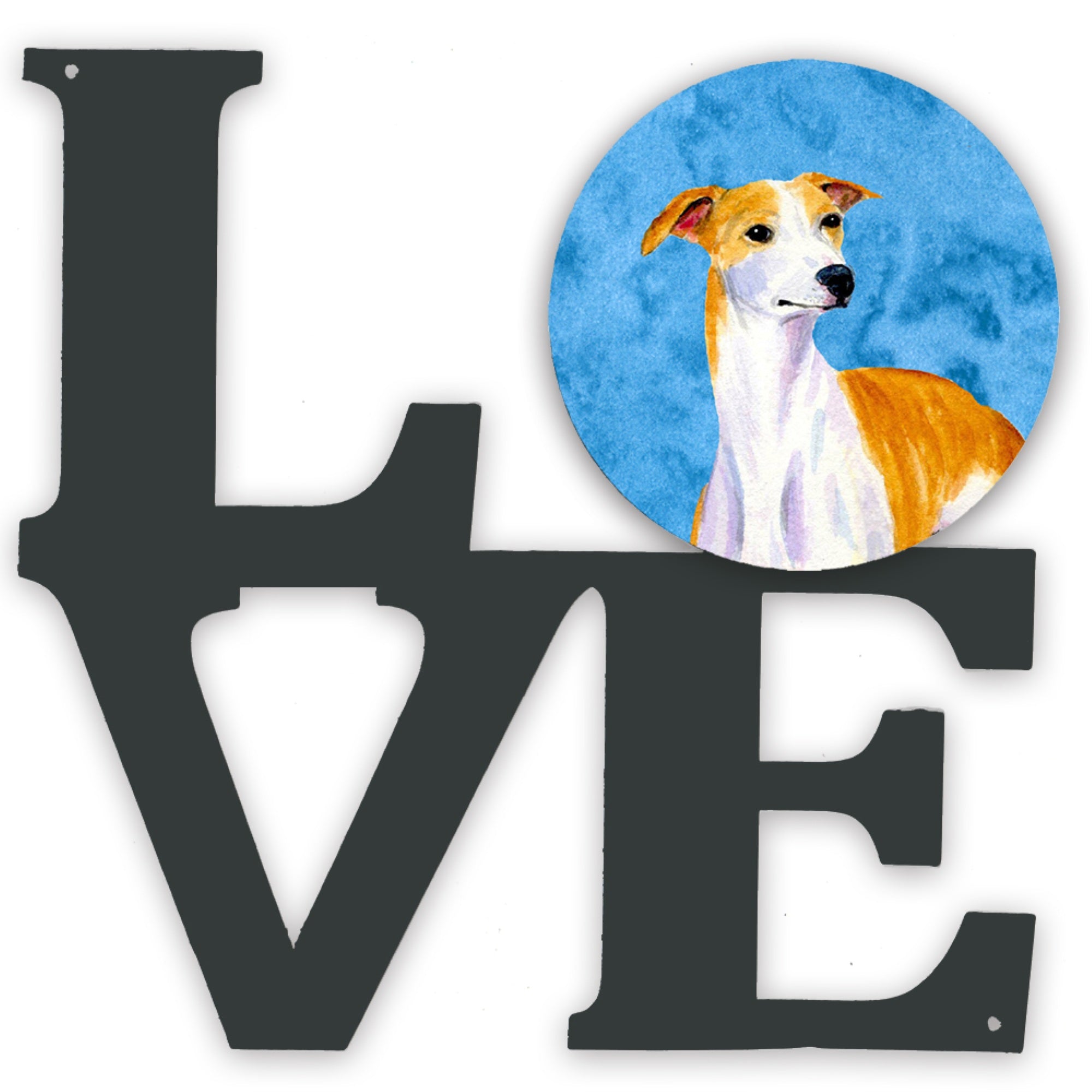 'Caroline'S Treasures Blue Whippet Metal Artwork Love Wall-Decor, Multicolor''