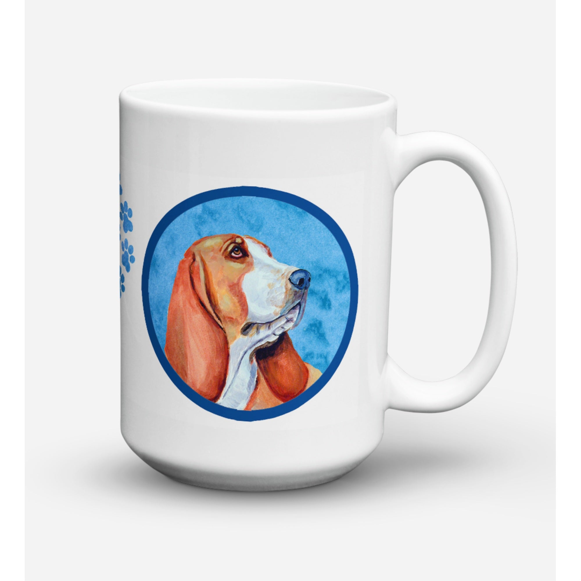 'Caroline's Treasures LH9377BU-CM15 Basset Hound Microwavable Ceramic Coffee Mug, 15 oz, Multicolor''