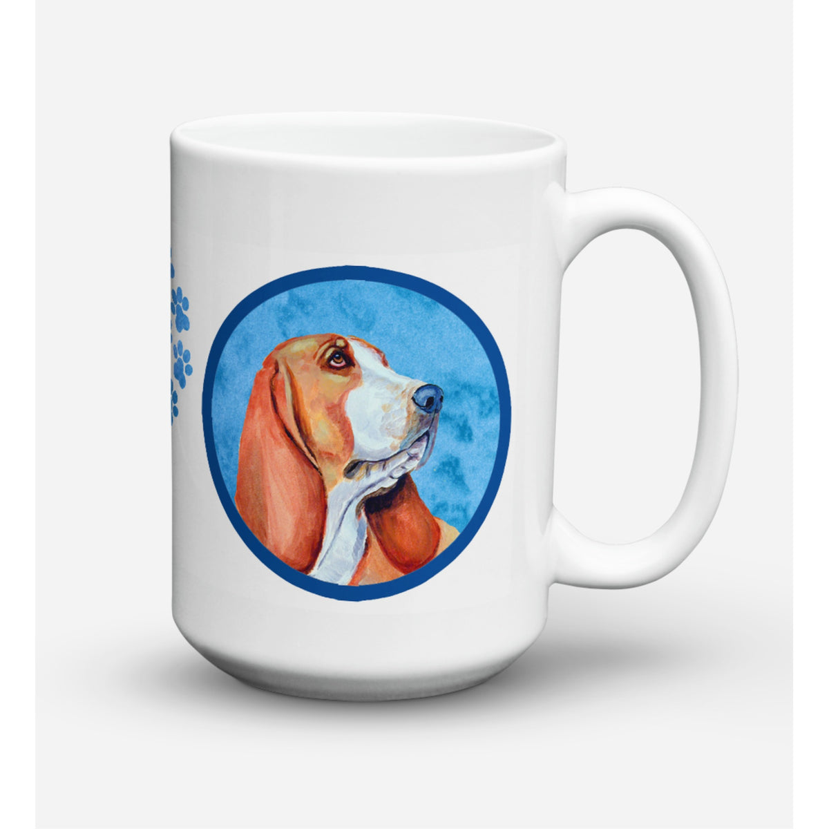 'Caroline's Treasures LH9377BU-CM15 Basset Hound Microwavable Ceramic Coffee Mug, 15 oz, Multicolor''