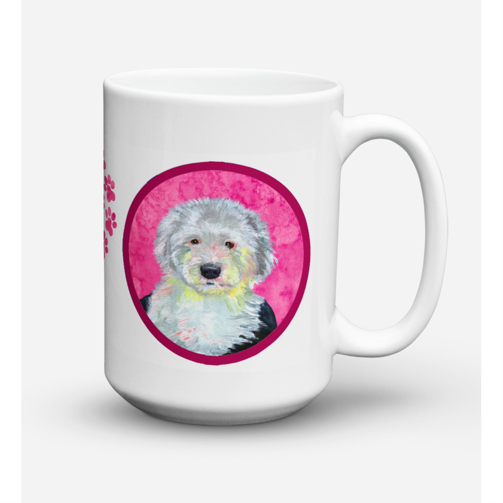 Carolines Treasures LH9396PKCM15 Old English Sheepdog Microwavable Ceramic Coffee Mug 15 oz Multicolor