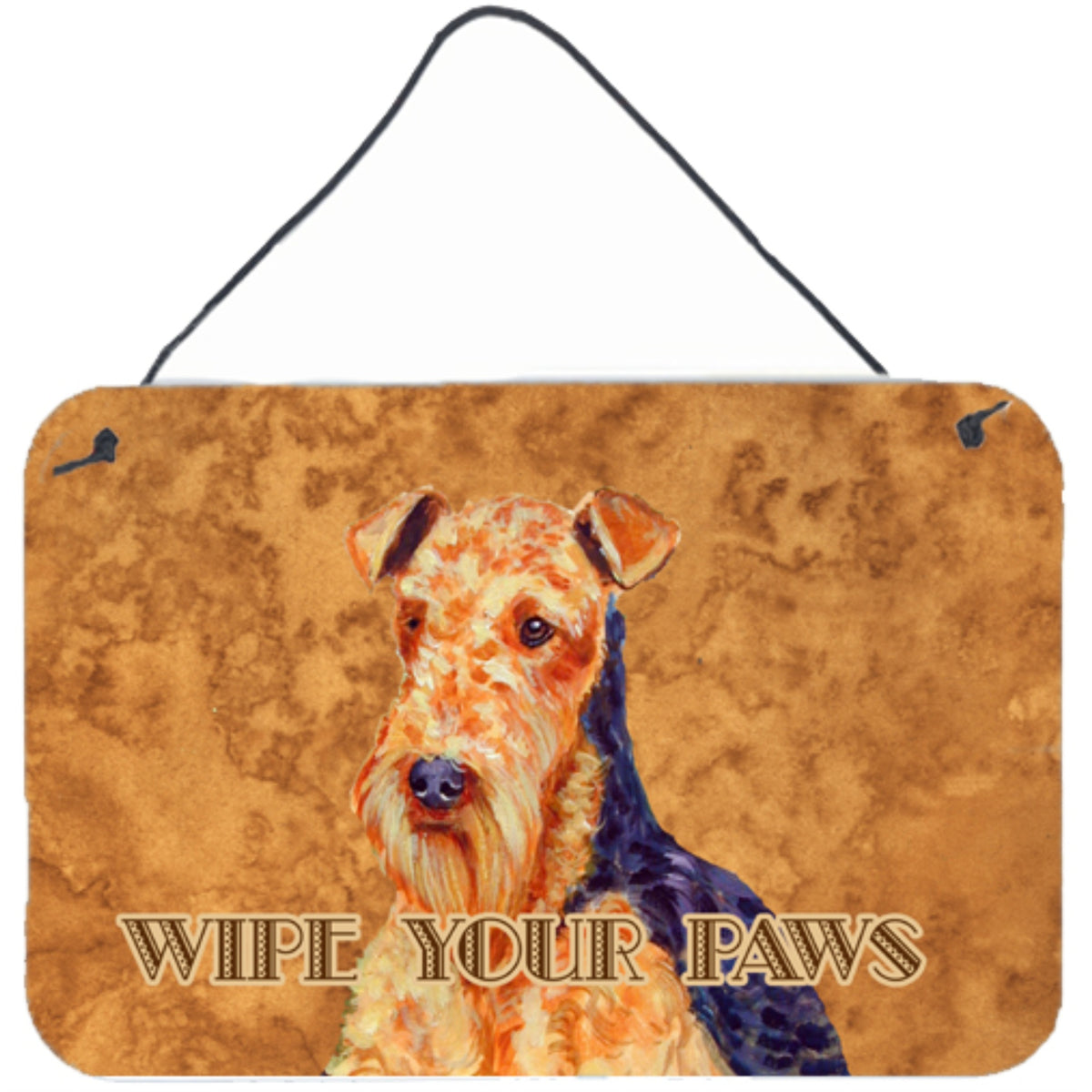 'Caroline'S Treasures Airedale Wipe Your Paws Aluminum Metal Wall Or Door Hanging Prints, 8 X 12''''''