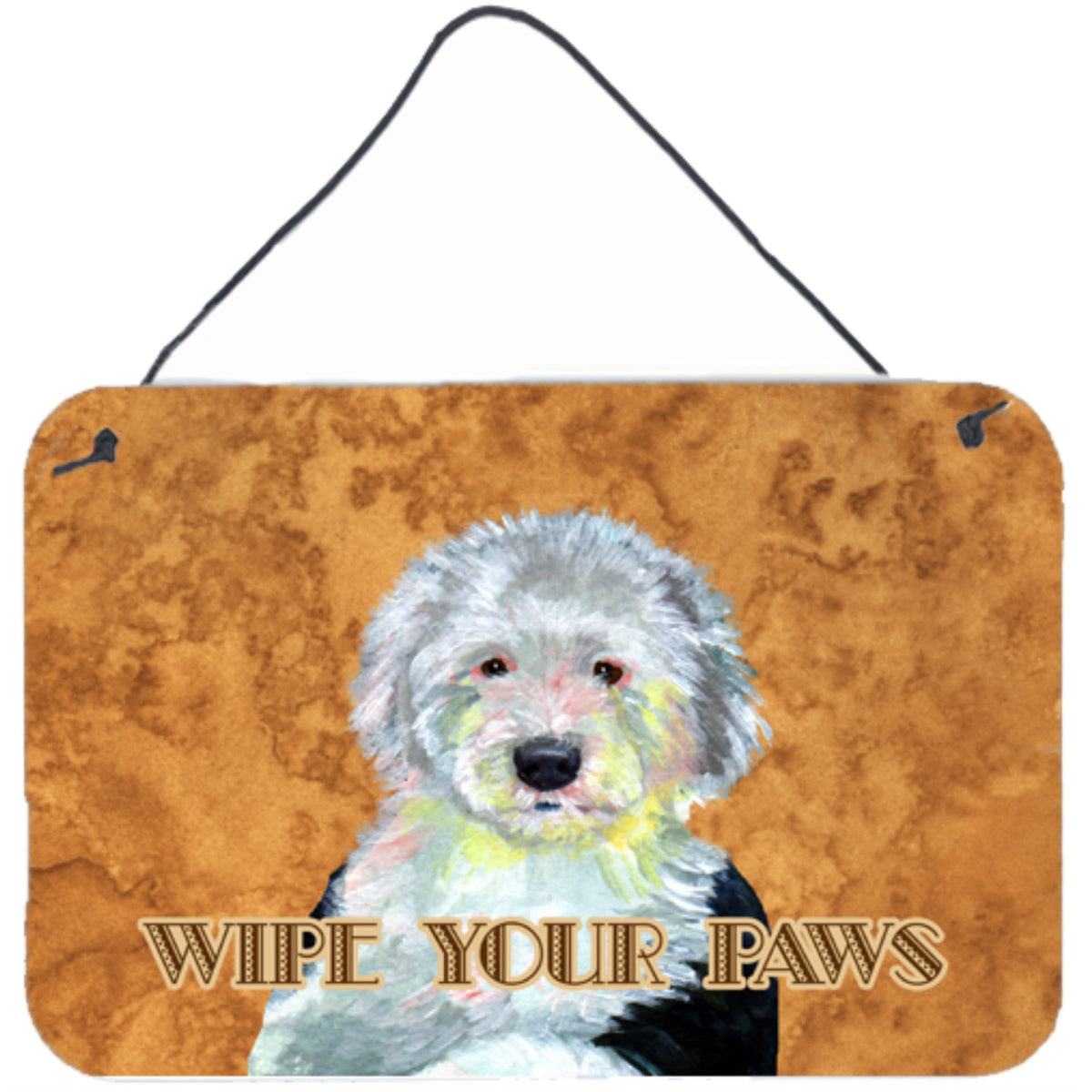 'Caroline'S Treasures Old English Sheepdog Wipe Your Paws Aluminum Metal Wall Or Door Hanging Prints, 8 X 12''''''