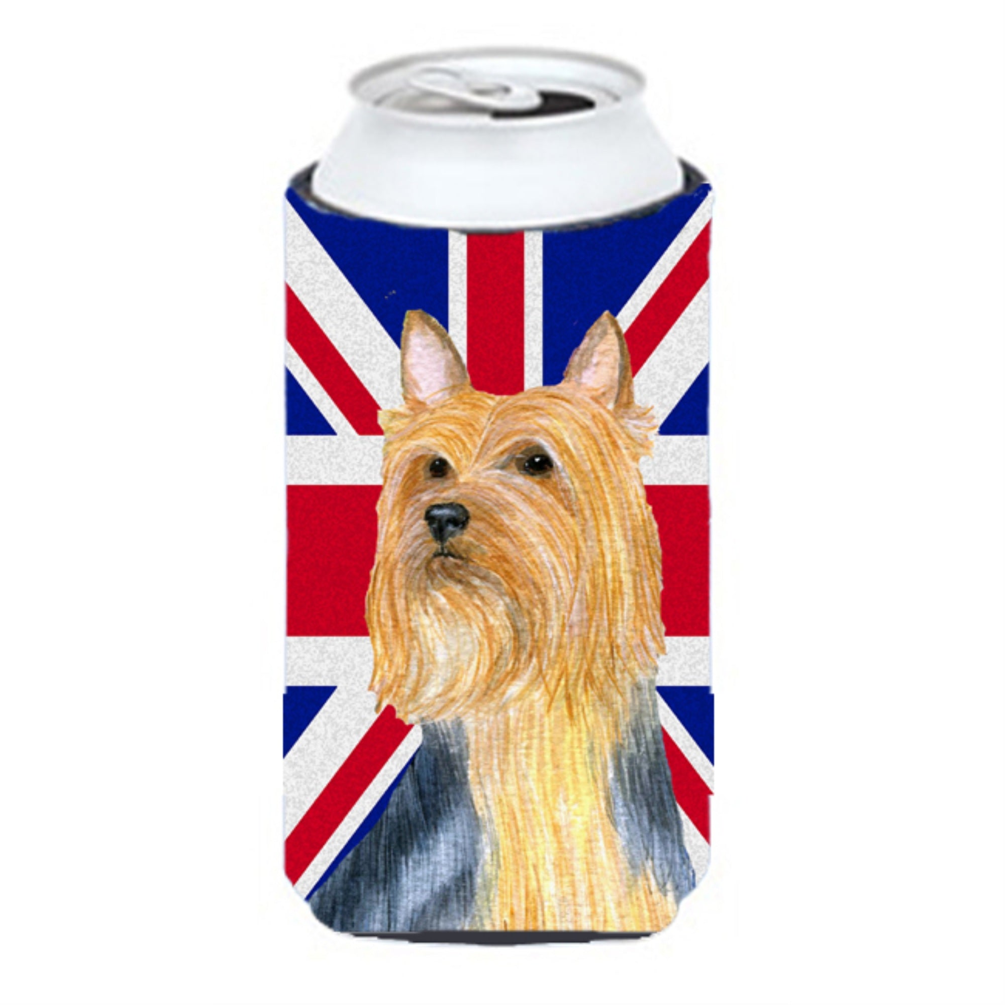 Silky Terrier With English Union Jack British Flag Tall Boy Beverage Insulator Hugger Lh9468Tbc