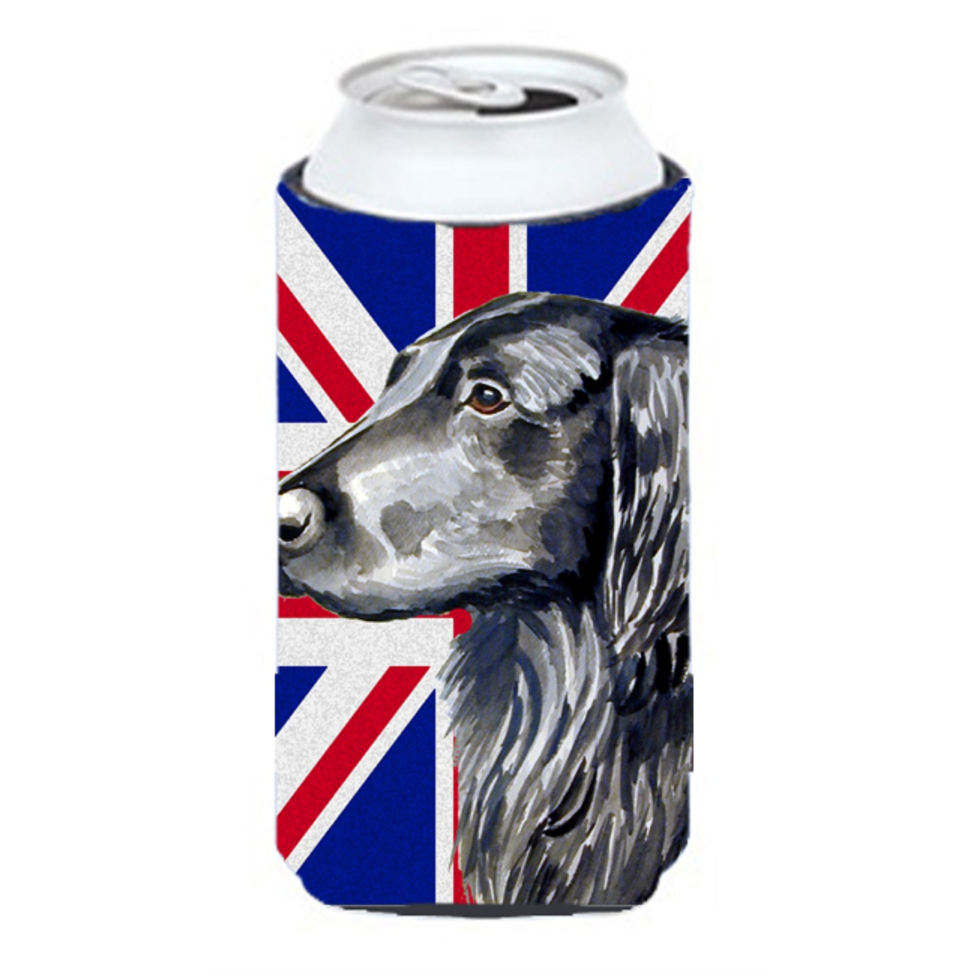 Flat Coated Retriever With English Union Jack British Flag Tall Boy Beverage Insulator Hugger Lh9473Tbc