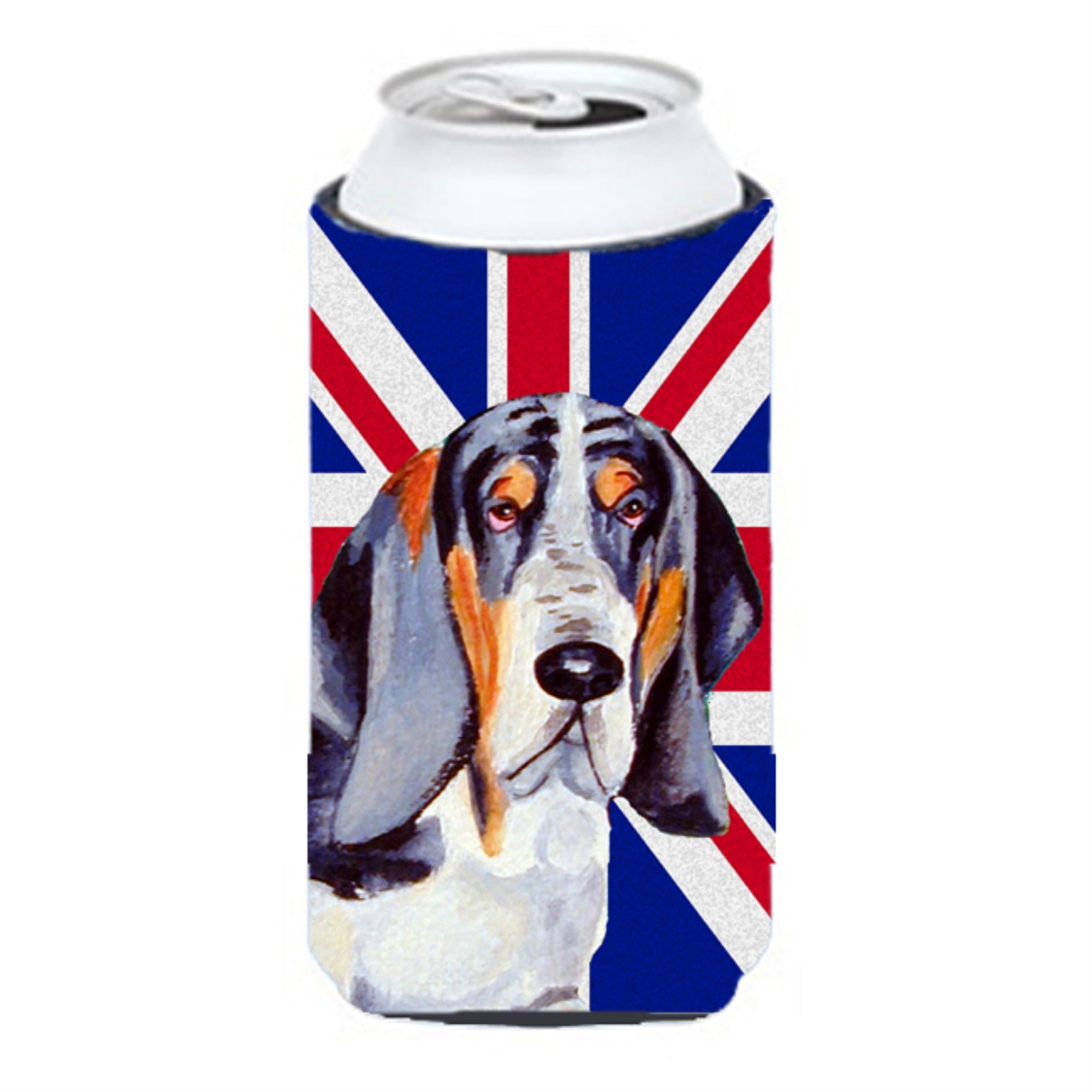 Basset Hound With English Union Jack British Flag Tall Boy Beverage Insulator Hugger Lh9479Tbc
