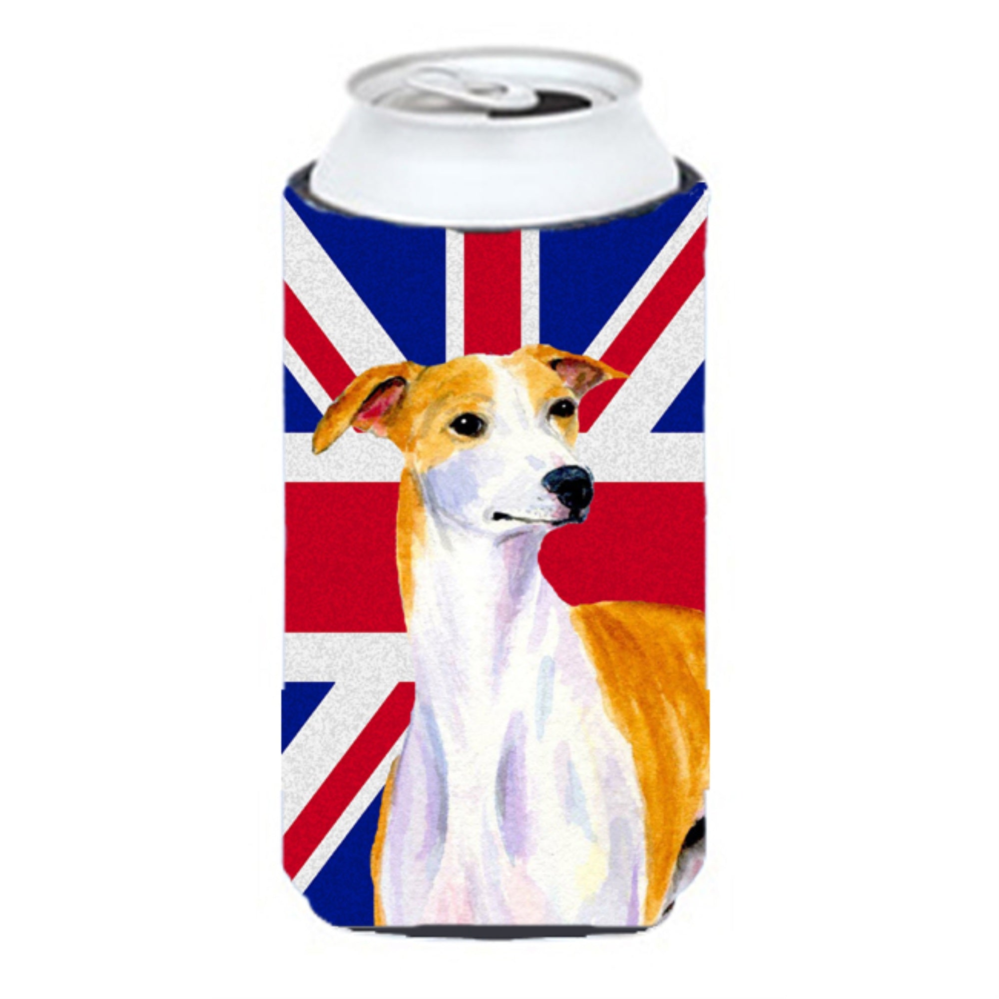Whippet With English Union Jack British Flag Tall Boy Beverage Insulator Hugger Lh9480Tbc