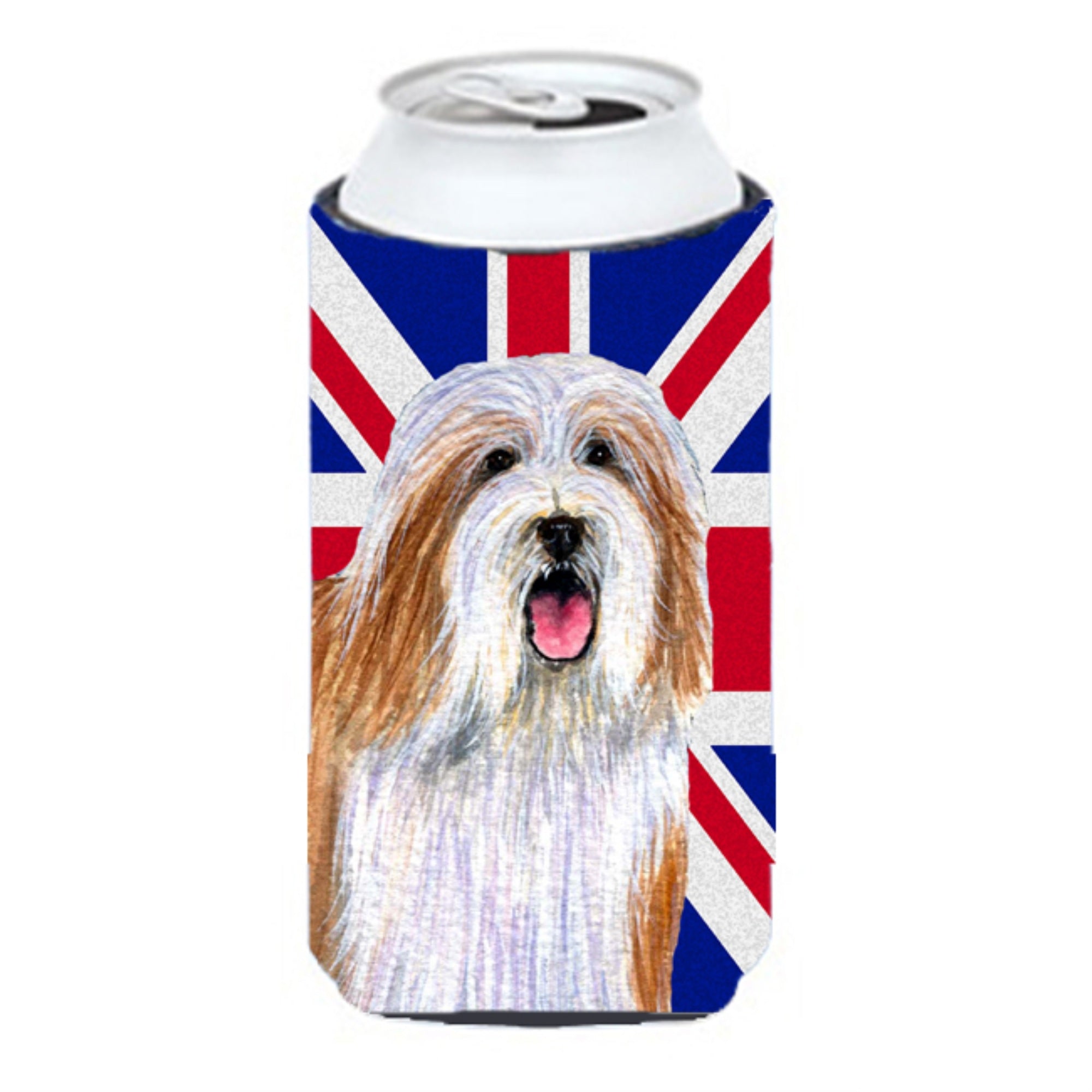 Bearded Collie With English Union Jack British Flag Tall Boy Beverage Insulator Hugger Lh9482Tbc