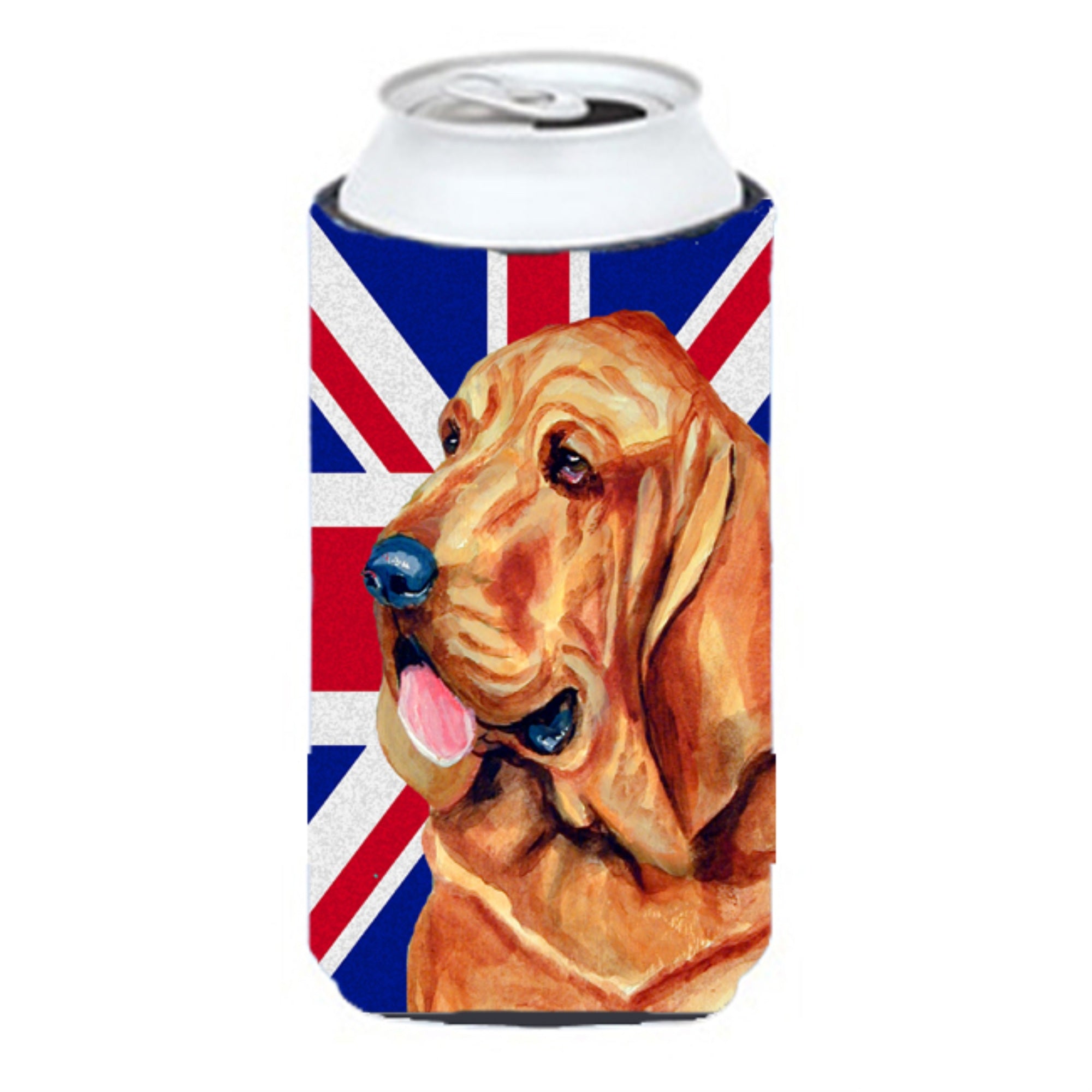 Bloodhound With English Union Jack British Flag Tall Boy Beverage Insulator Hugger Lh9483Tbc