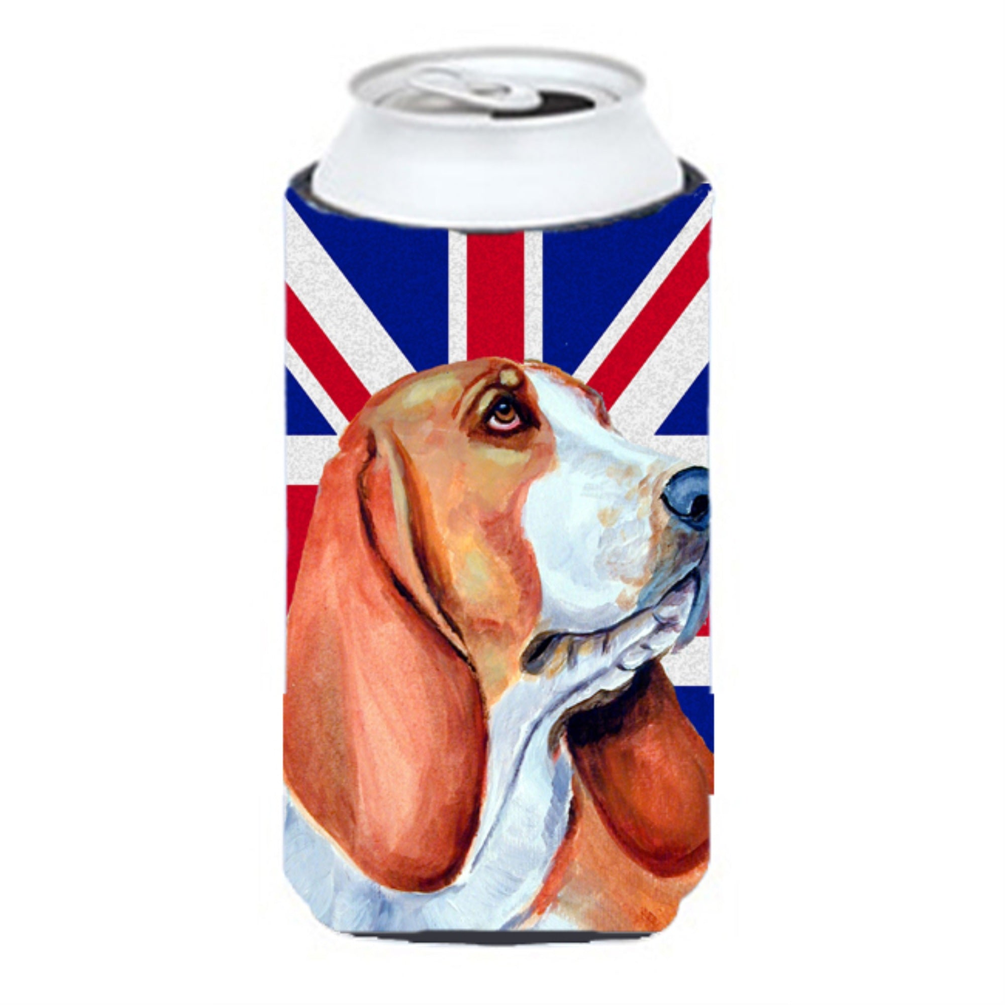 Basset Hound With English Union Jack British Flag Tall Boy Beverage Insulator Hugger Lh9484Tbc