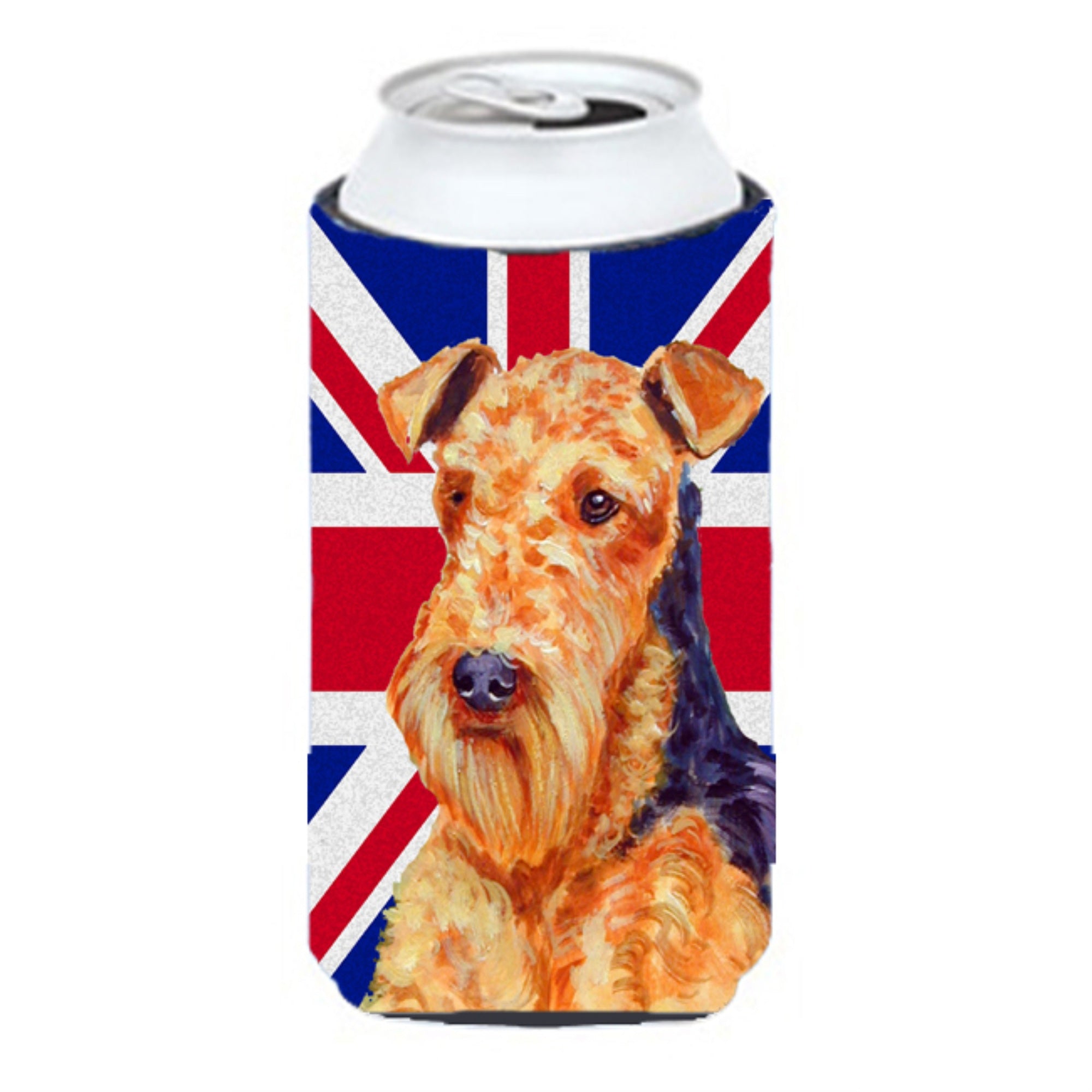 Airedale With English Union Jack British Flag Tall Boy Beverage Insulator Hugger Lh9488Tbc