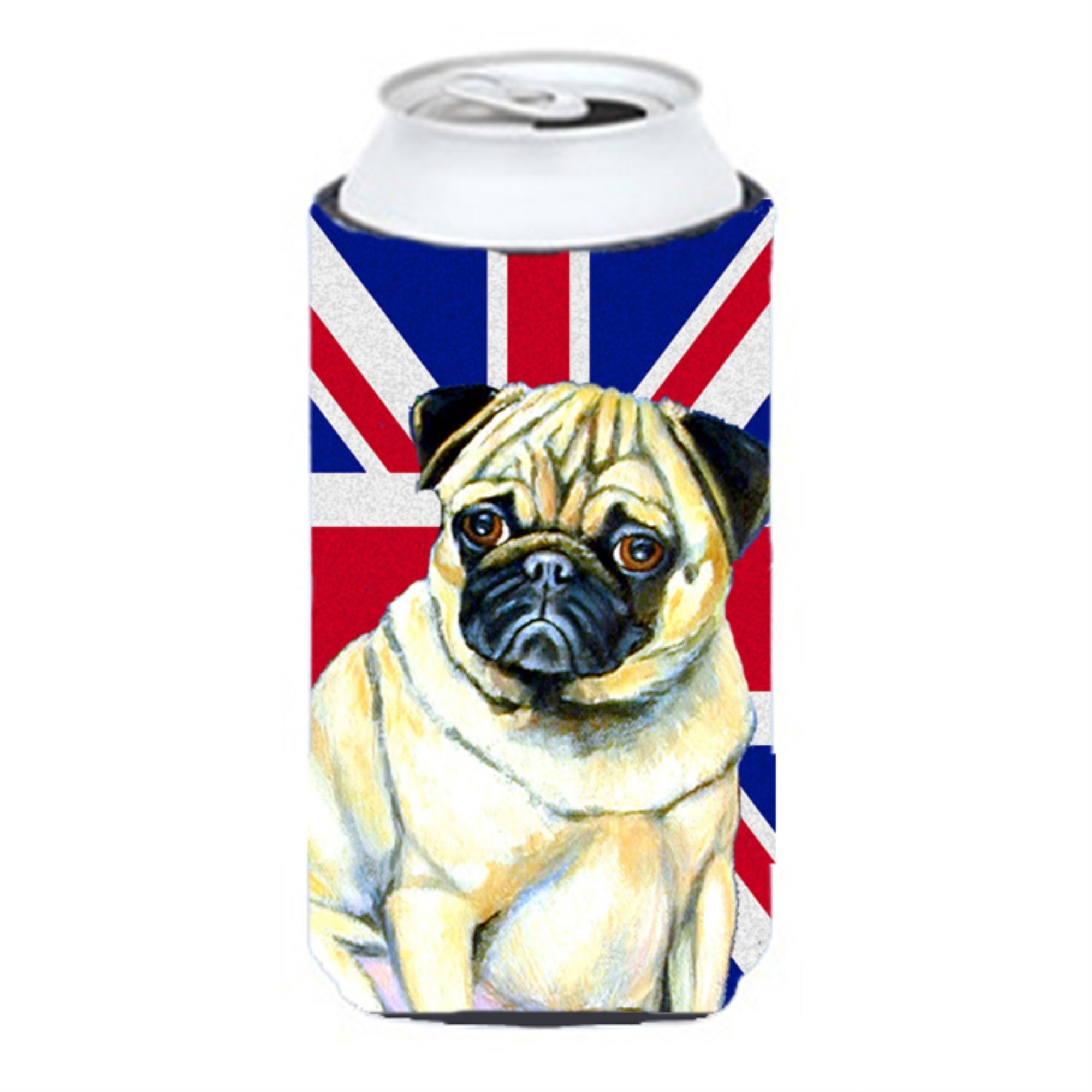 Pug With English Union Jack British Flag Tall Boy Beverage Insulator Hugger Lh9494Tbc