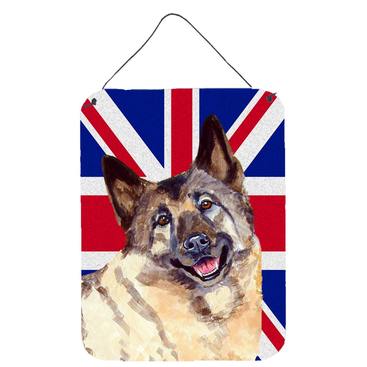 'Caroline'S Treasures Norwegian Elkhound With English Union Jack British Flag Wall Or Door Hanging Prints, 16'''' X 12''''''