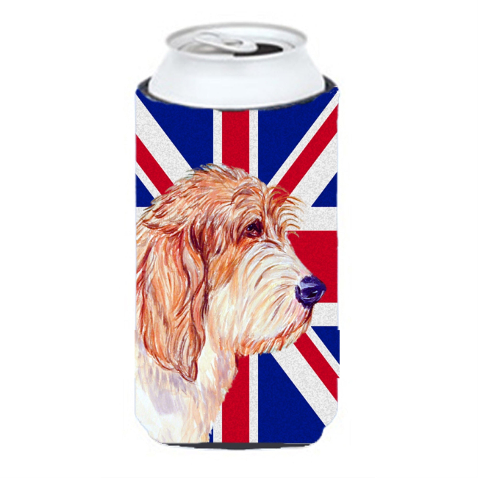 Petit Basset Griffon Vendeen Pbgv With English Union Jack British Flag Tall Boy Beverage Insulator Hugger Lh9496Tbc