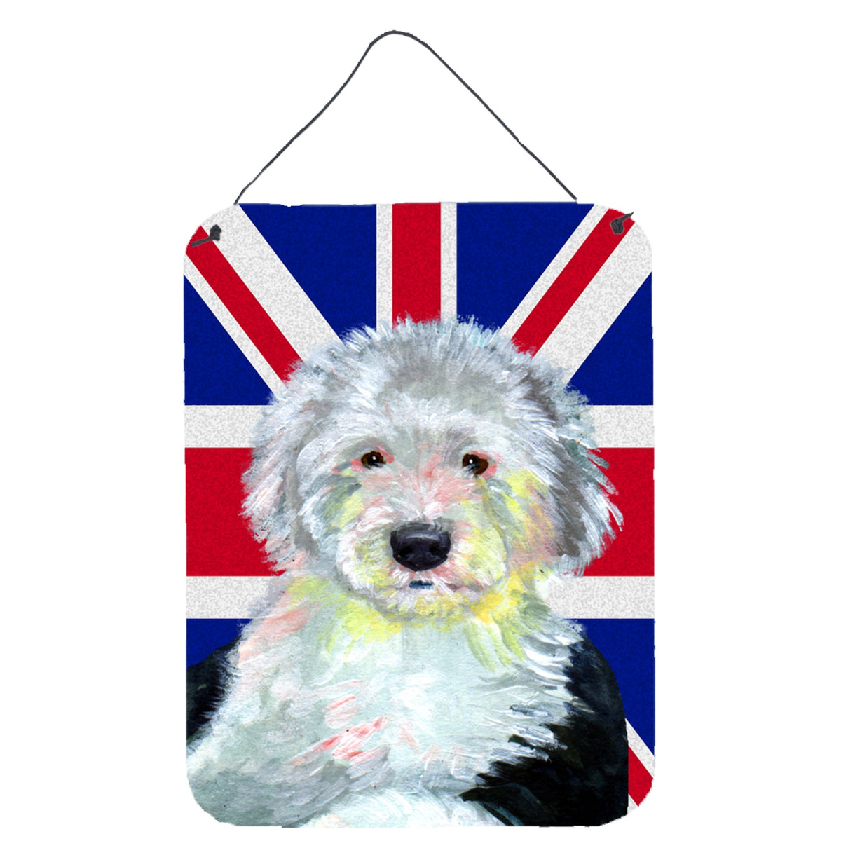 'Caroline'S Treasures Old English Sheepdog With English Union Jack British Flag Wall Or Door Hanging Prints, 16'''' X 12''''''