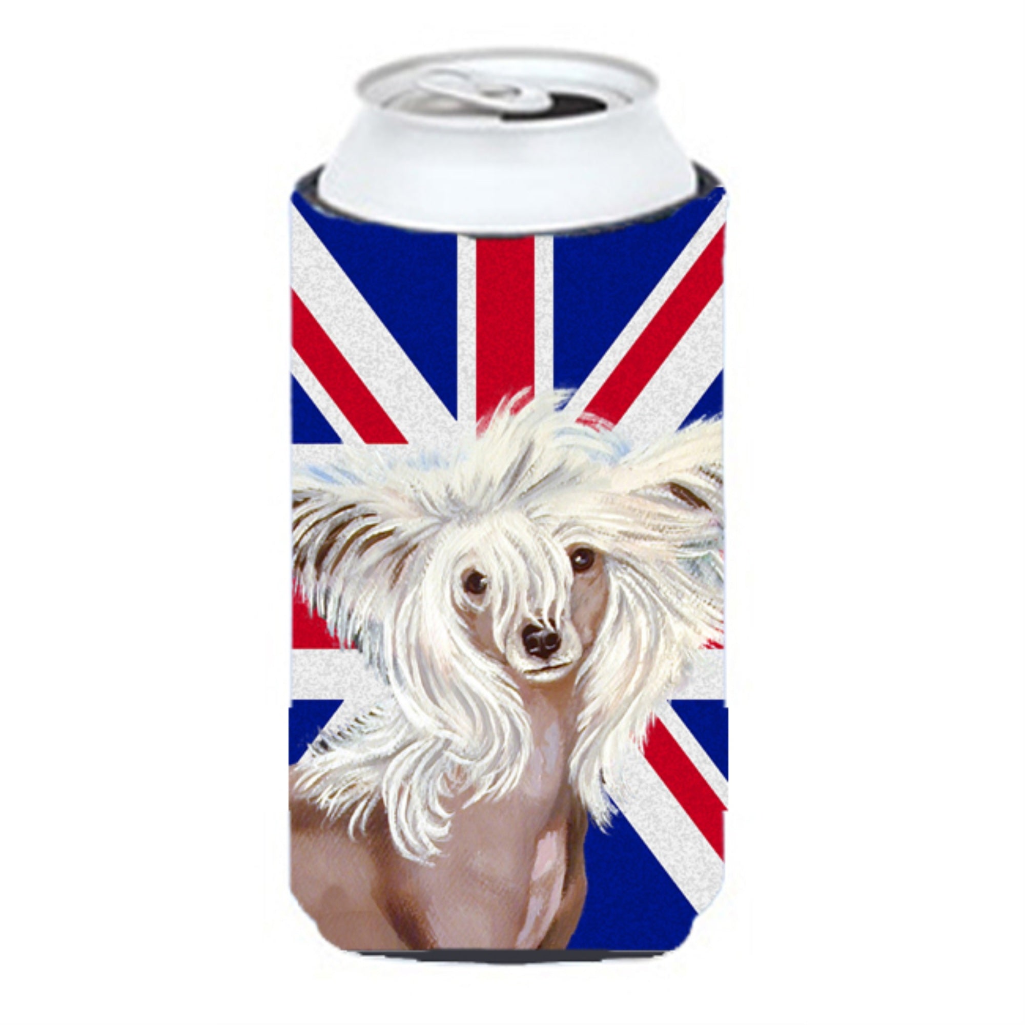 Chinese Crested With English Union Jack British Flag Tall Boy Beverage Insulator Hugger Lh9501Tbc