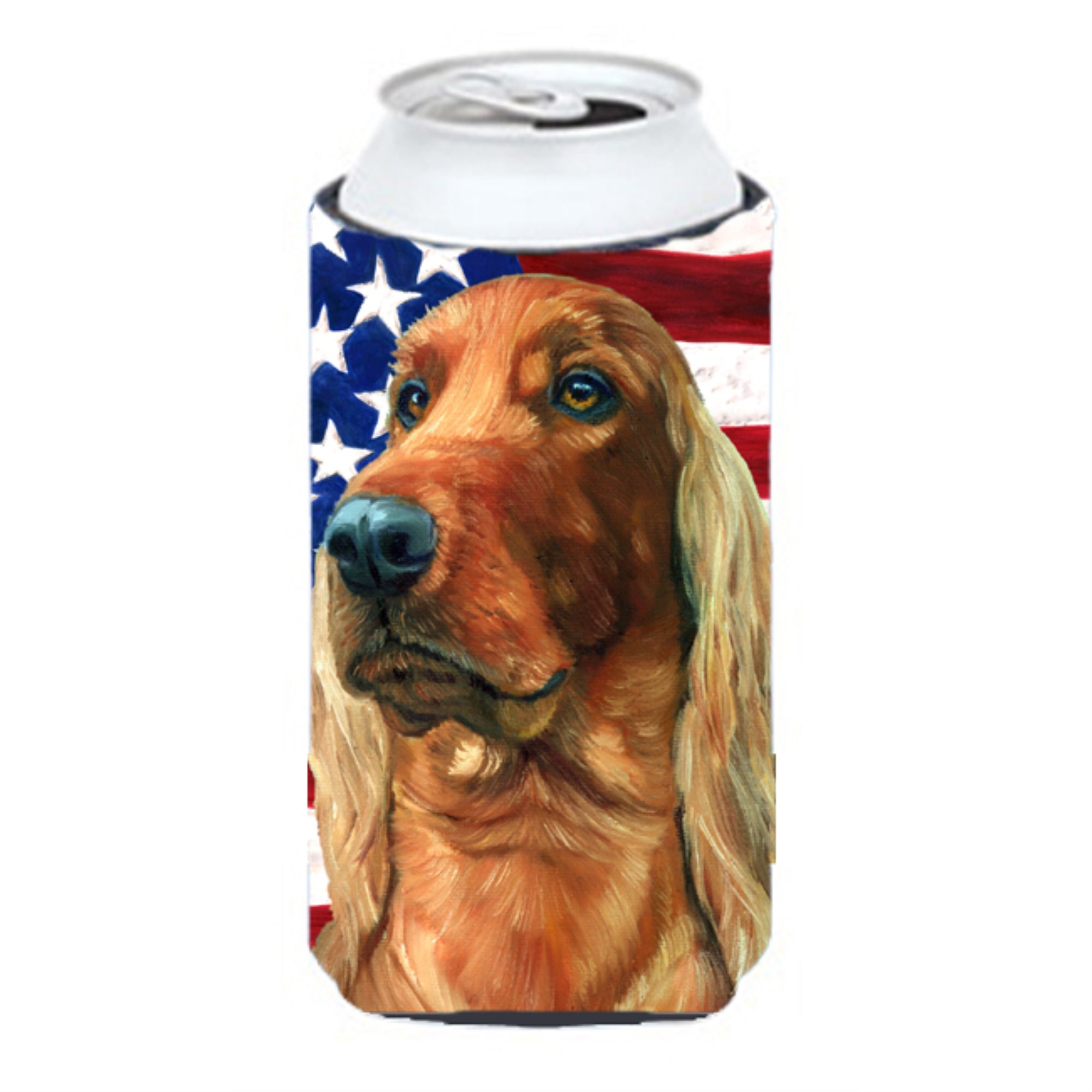 Irish Setter Usa Patriotic American Flag Tall Boy Beverage Insulator Hugger Lh9541Tbc