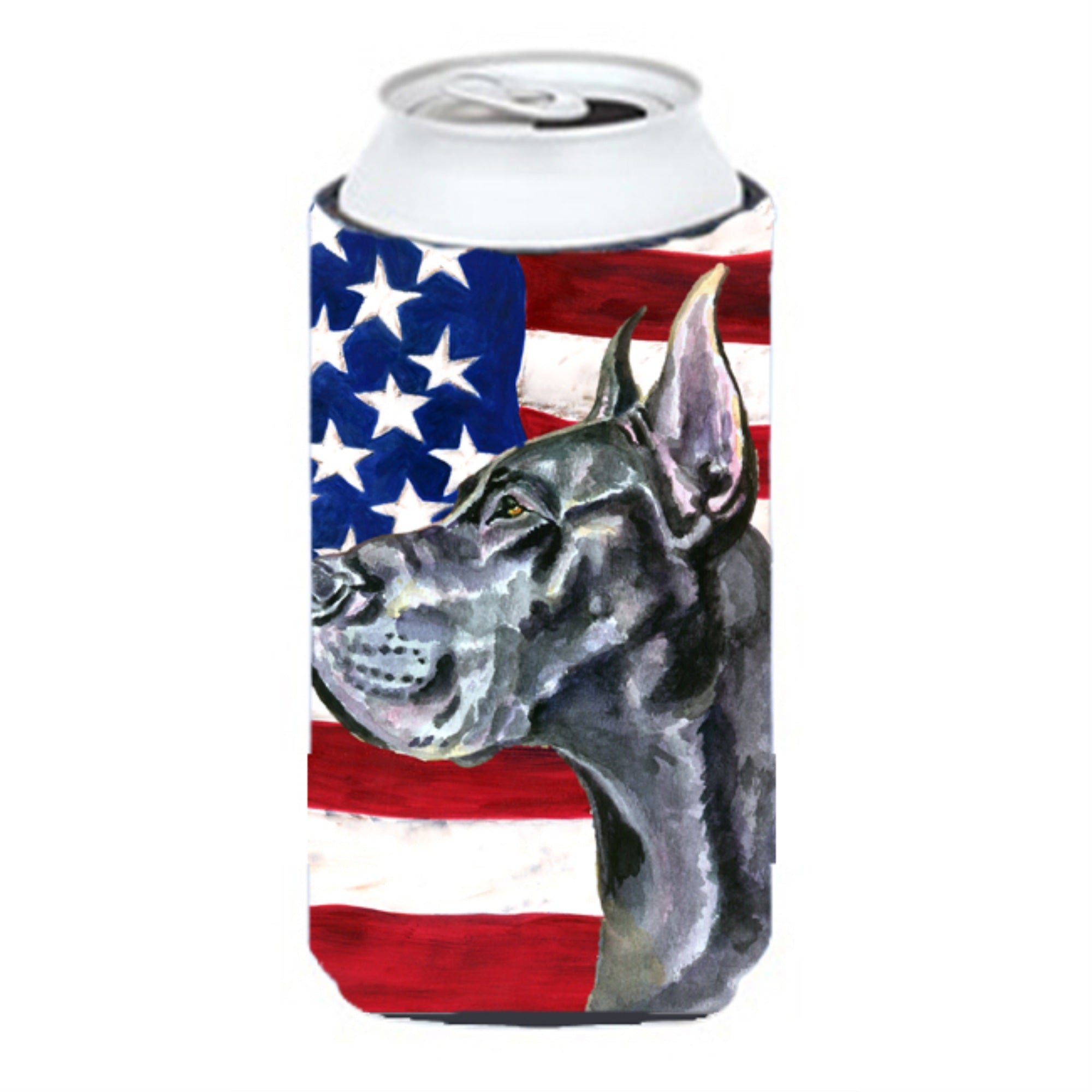 Black Great Dane Usa Patriotic American Flag Tall Boy Beverage Insulator Hugger Lh9543Tbc