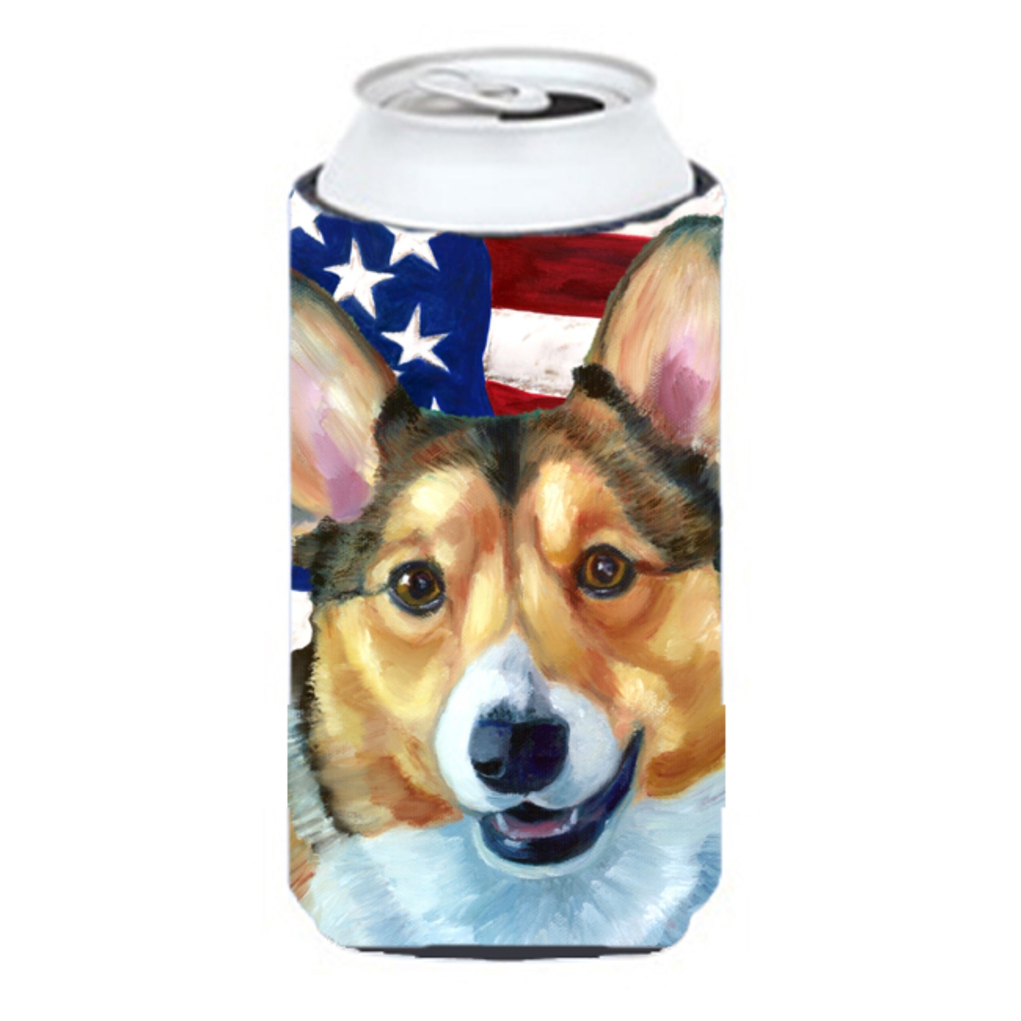 Corgi Usa Patriotic American Flag Tall Boy Beverage Insulator Hugger Lh9546Tbc