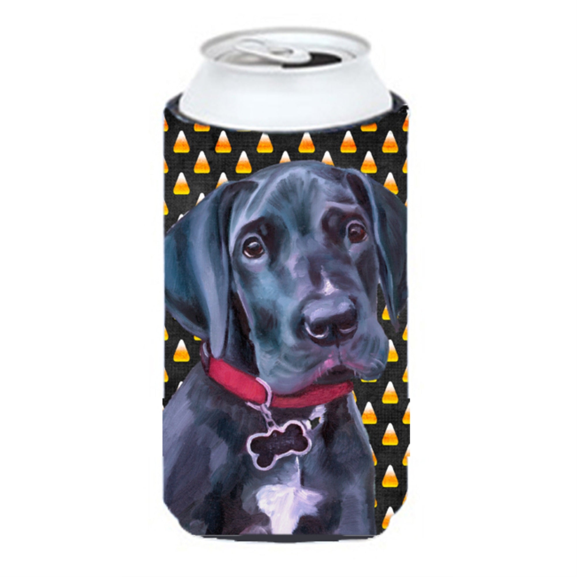 Black Great Dane Puppy Candy Corn Halloween Tall Boy Beverage Insulator Hugger Lh9551Tbc
