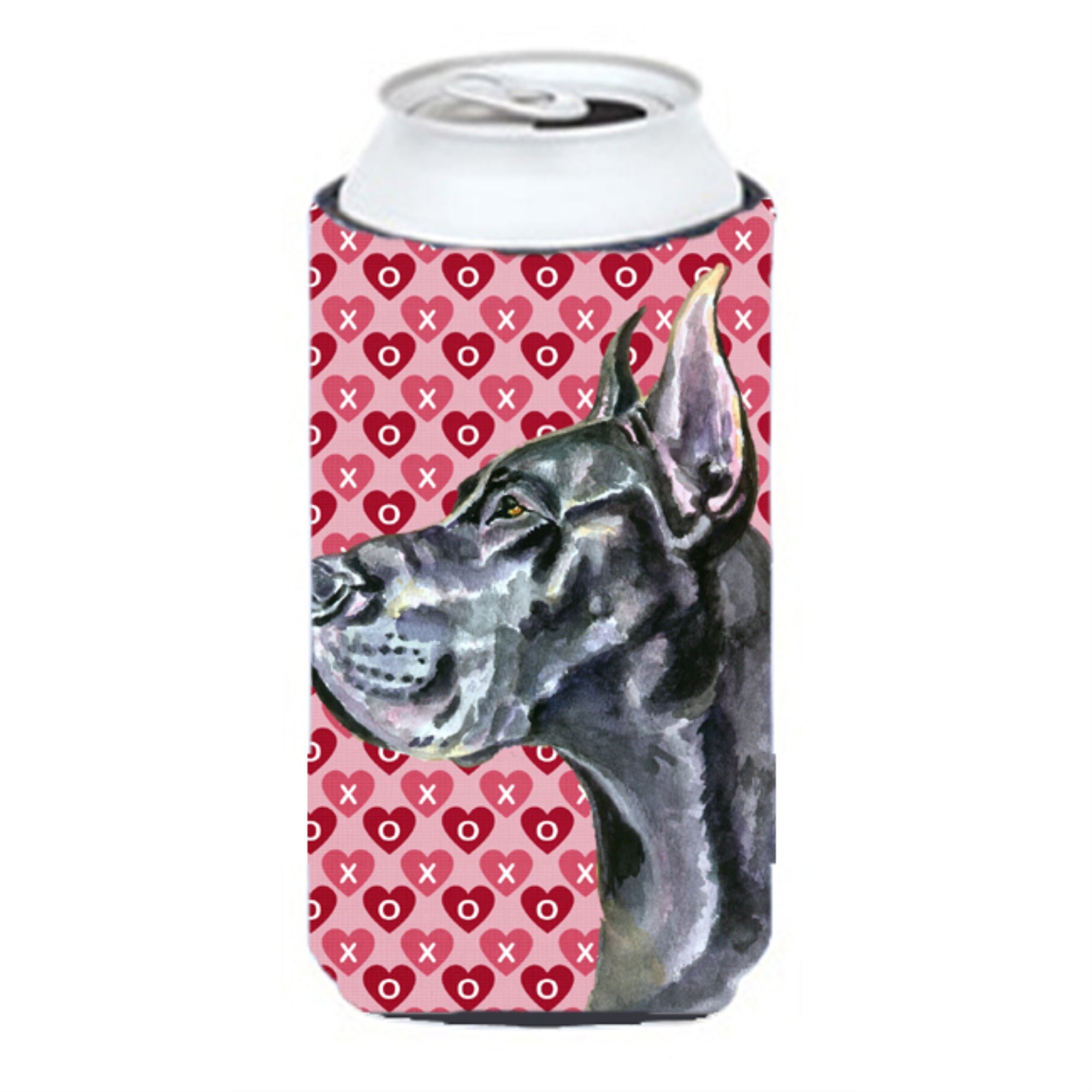 Black Great Dane Hearts Love And Valentine'S Day Tall Boy Beverage Insulator Hugger Lh9564Tbc