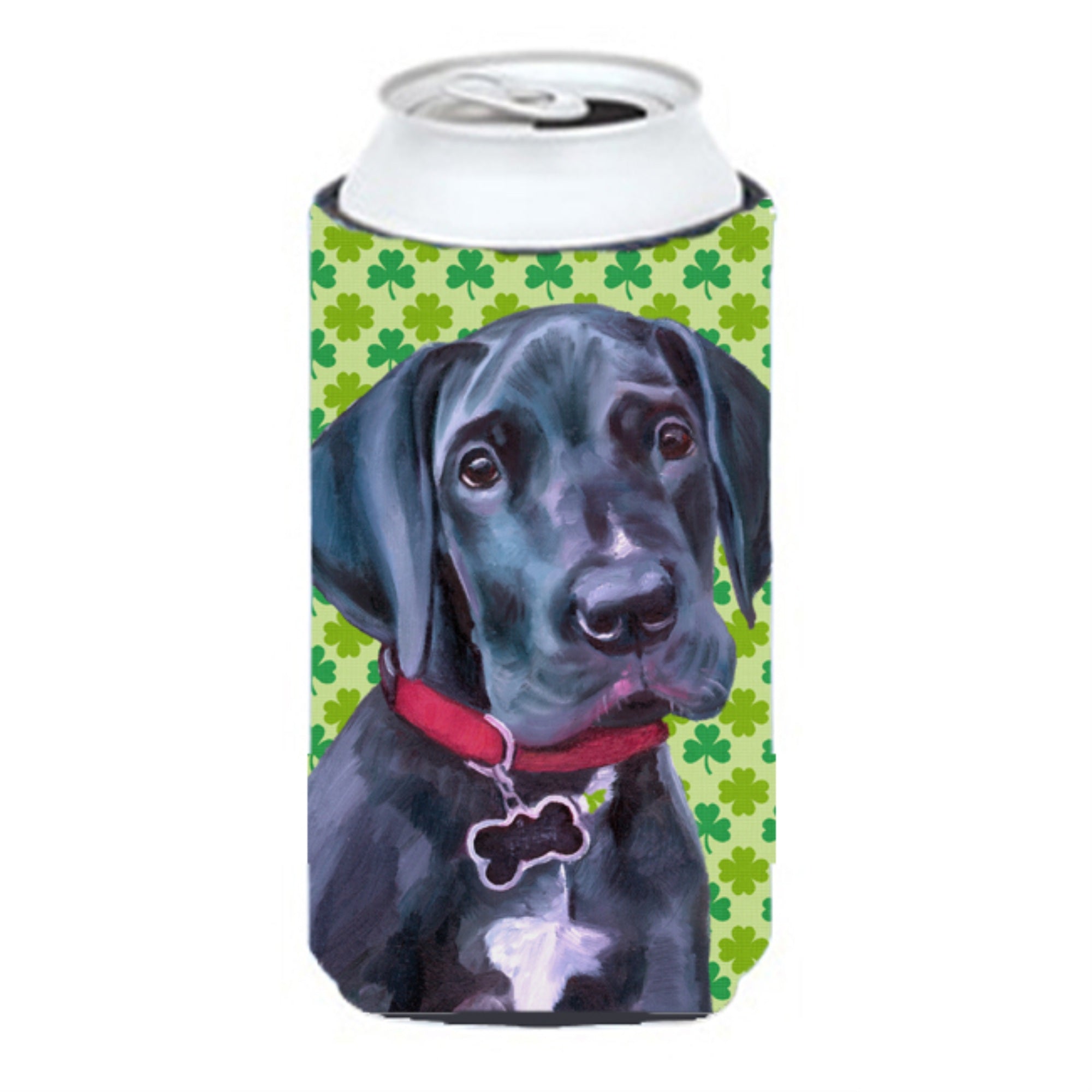 Black Great Dane Puppy St. Patricks Day Shamrock Tall Boy Beverage Insulator Hugger Lh9572Tbc