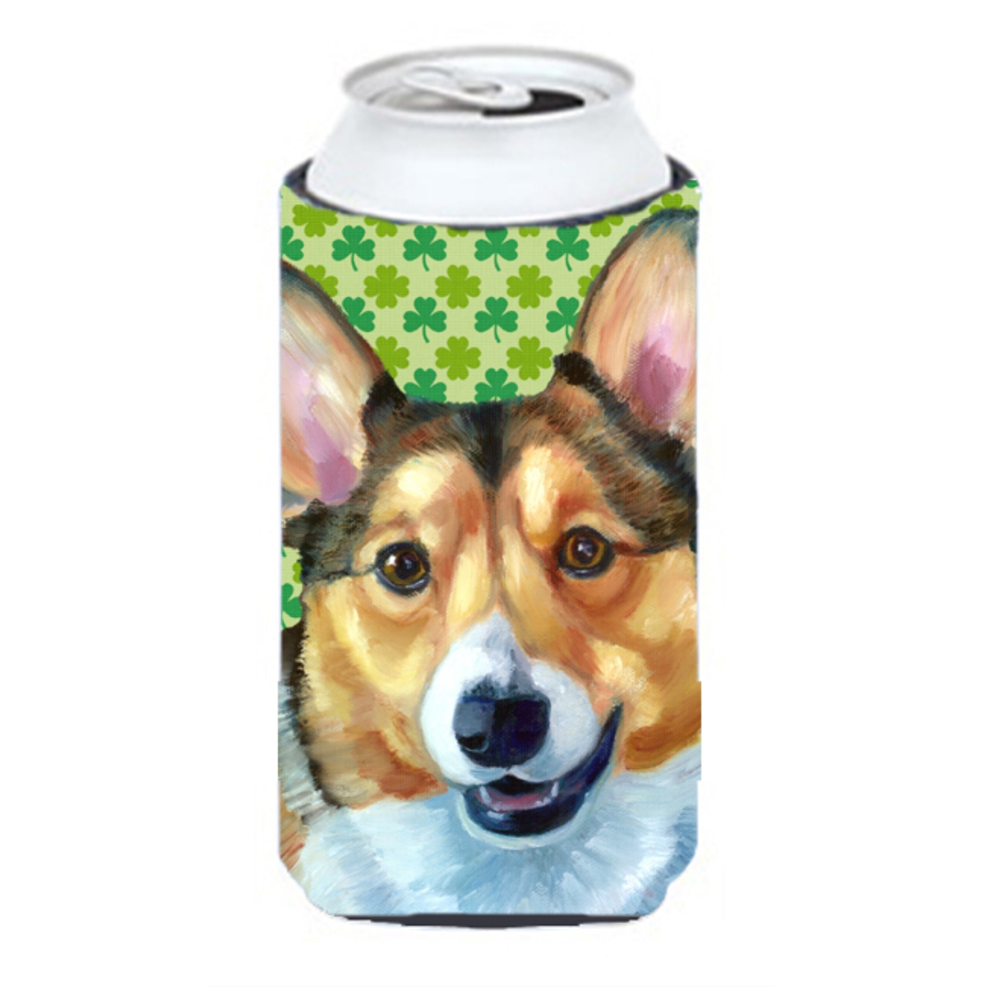 Corgi St. Patrick'S Day Shamrock Tall Boy Beverage Insulator Hugger Lh9574Tbc