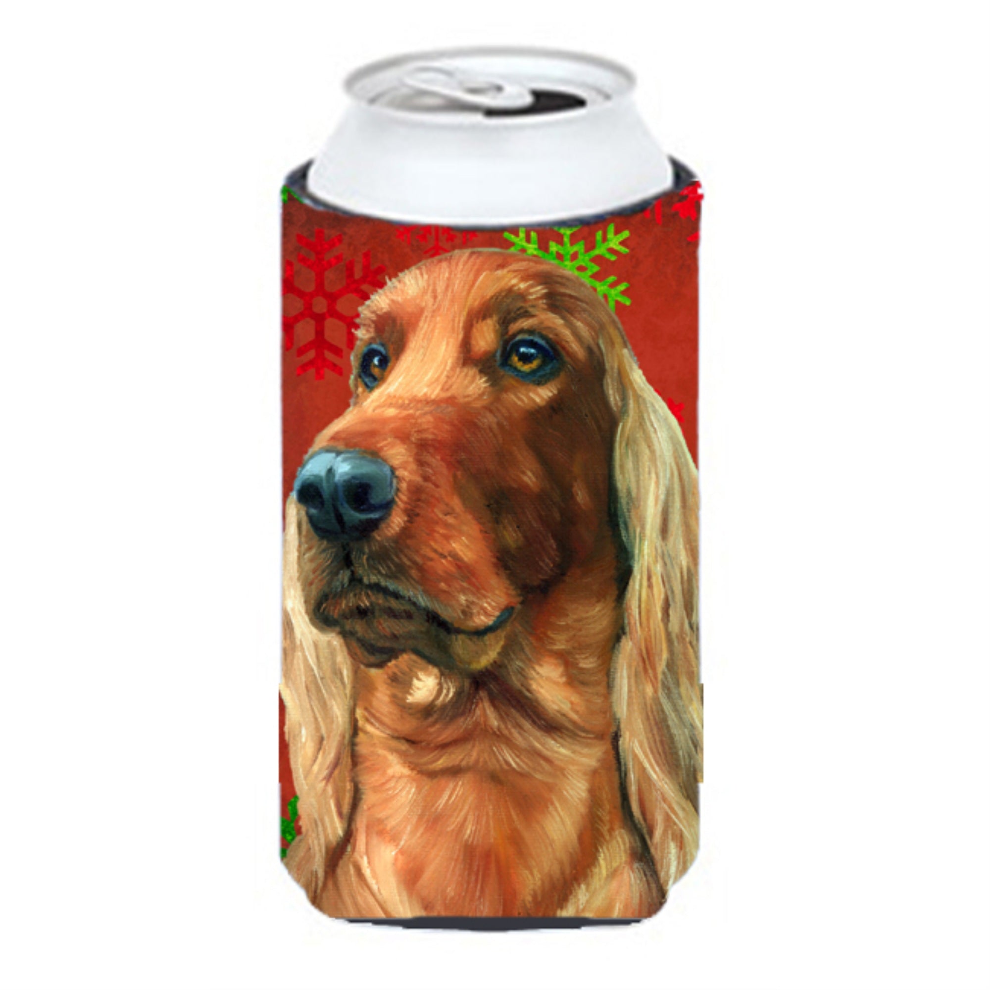 Irish Setter Red Snowflakes Holiday Christmas Tall Boy Beverage Insulator Hugger Lh9576Tbc