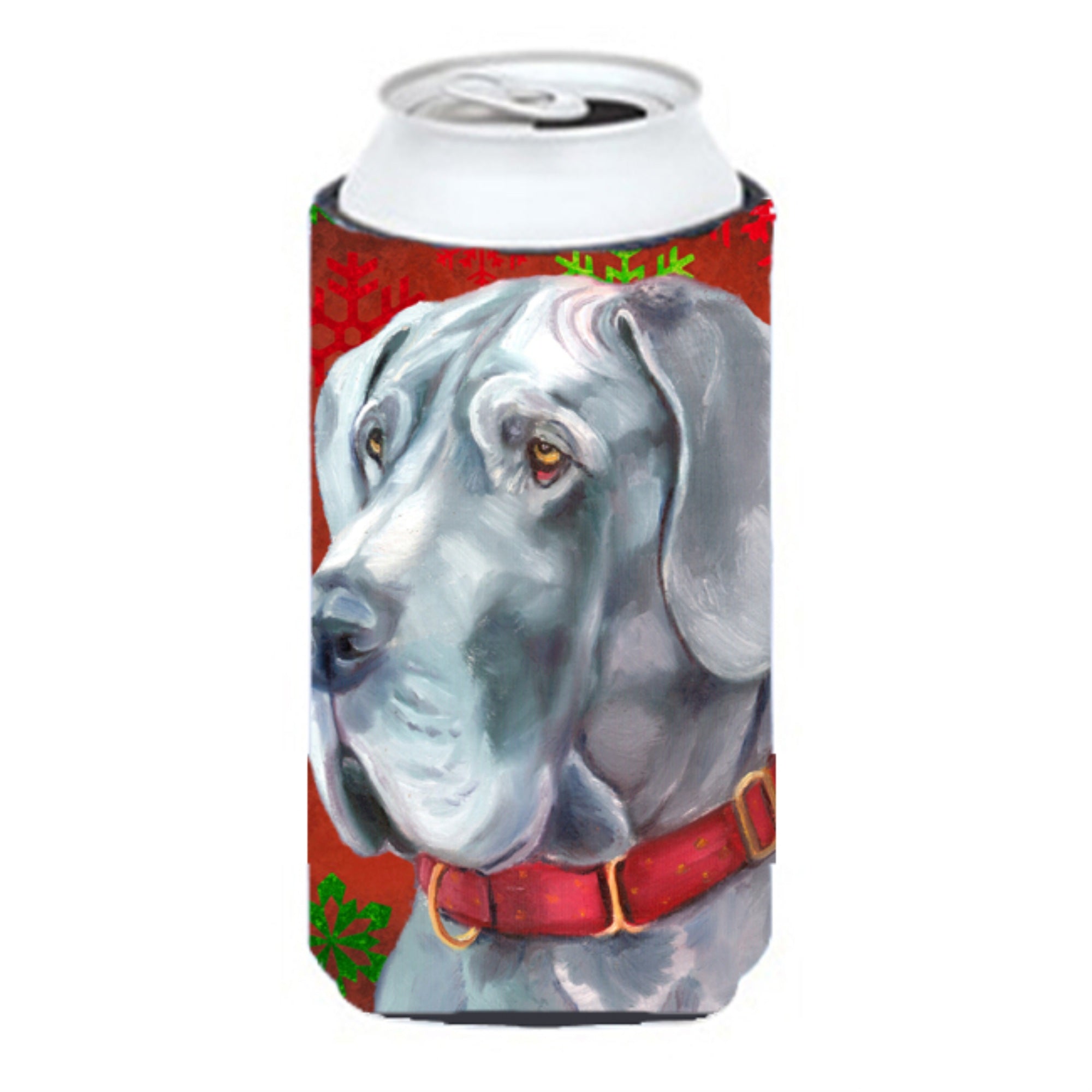 Great Dane Red Snowflakes Holiday Christmas Tall Boy Beverage Insulator Hugger Lh9577Tbc