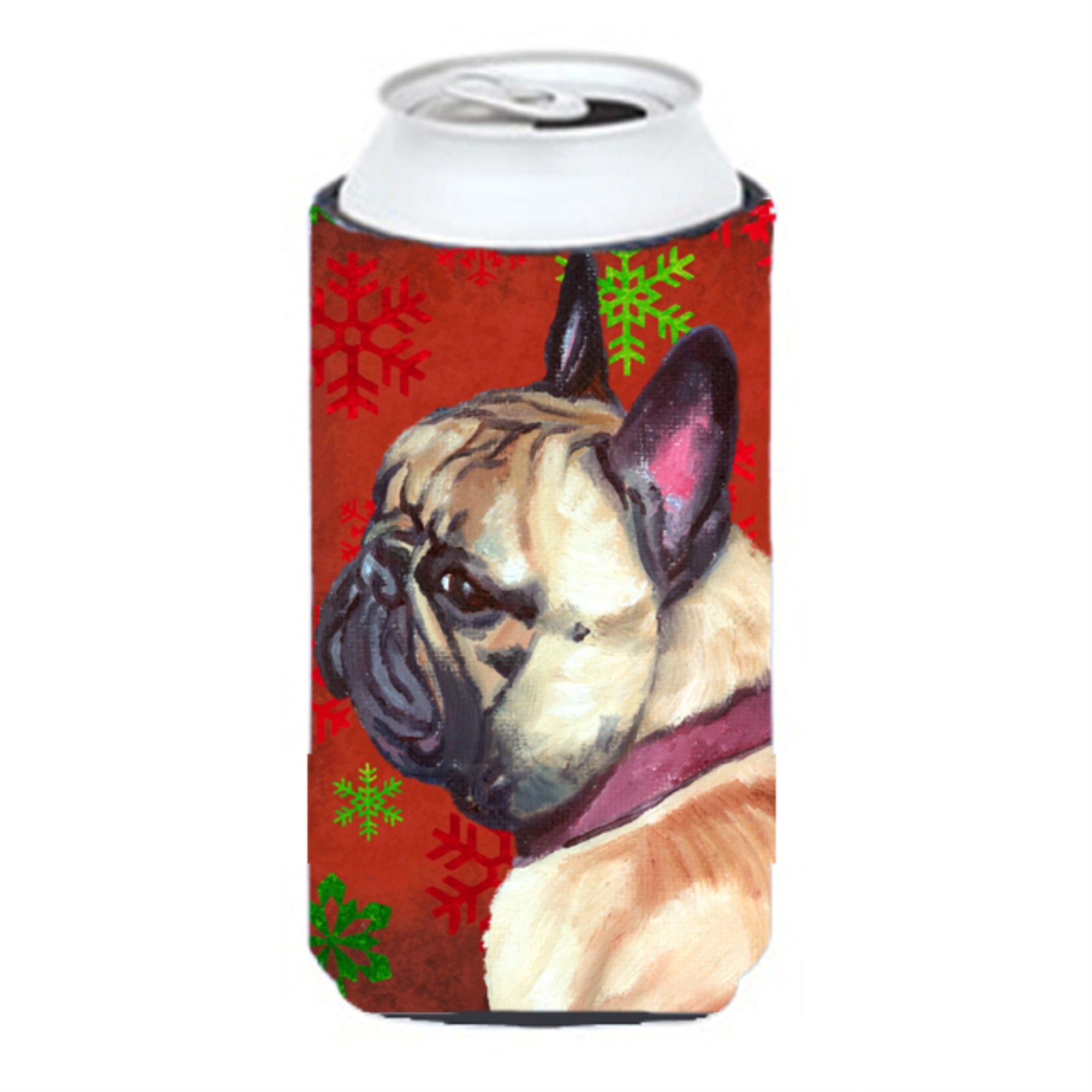 French Bulldog Frenchie Red Snowflakes Holiday Christmas Tall Boy Beverage Insulator Hugger Lh9580Tbc