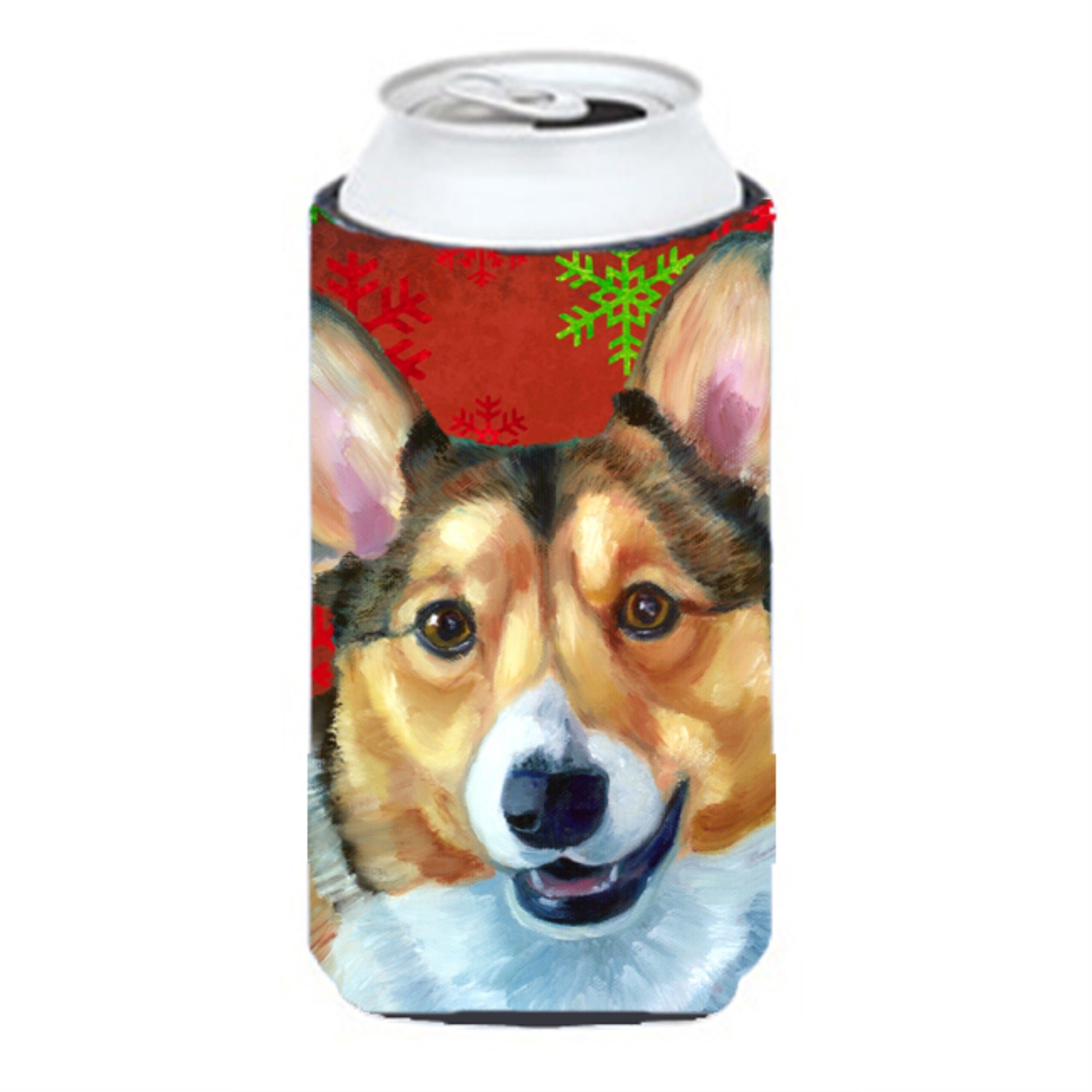 Corgi Red Snowflakes Holiday Christmas Tall Boy Beverage Insulator Hugger Lh9581Tbc