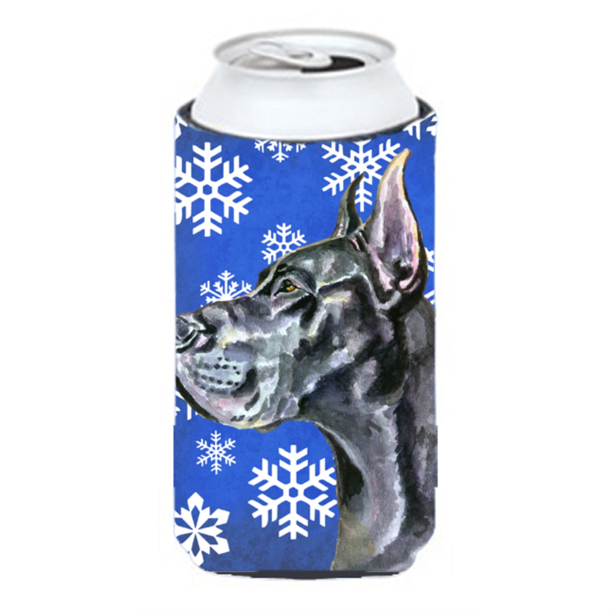 Black Great Dane Winter Snowflakes Holiday Tall Boy Beverage Insulator Hugger Lh9585Tbc