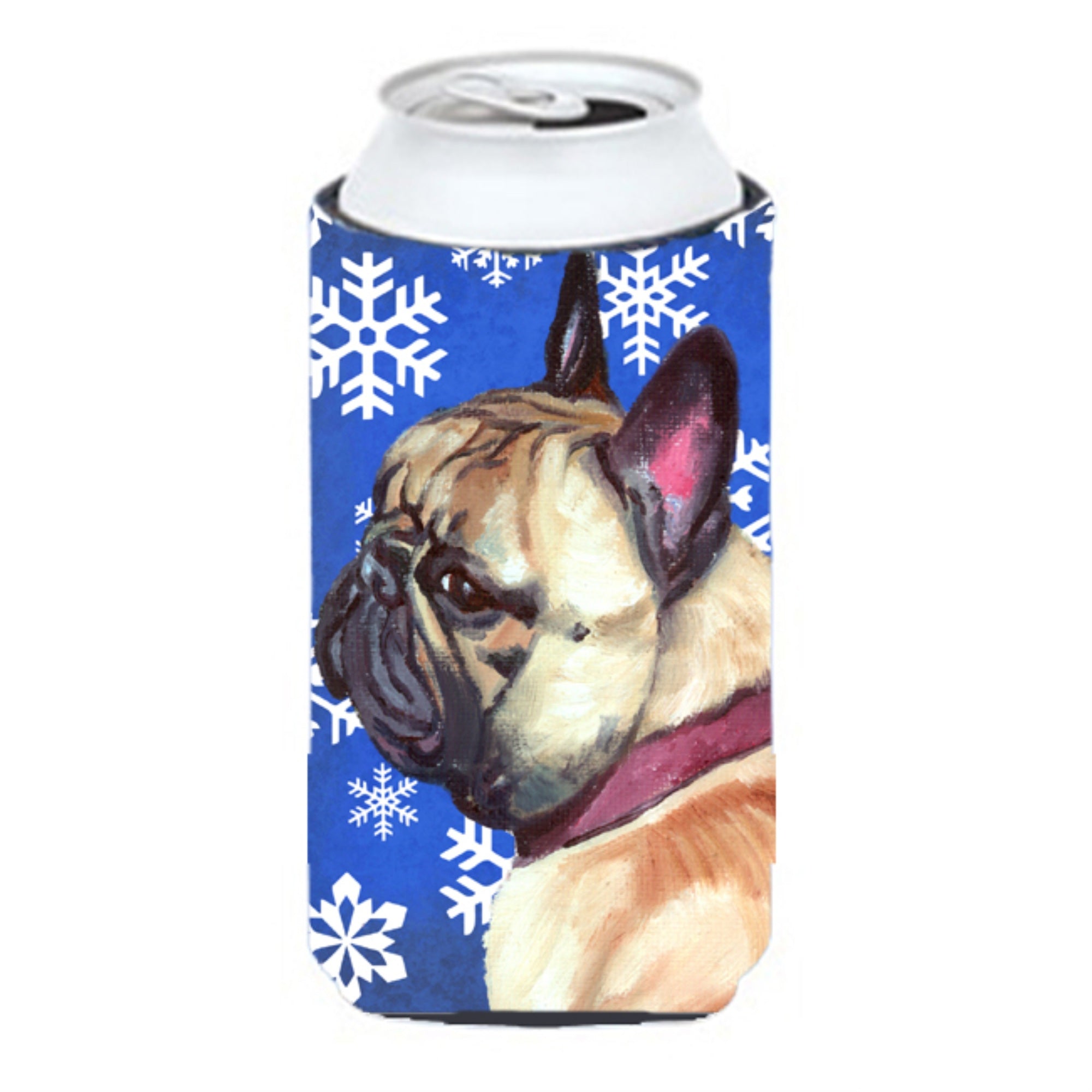 French Bulldog Frenchie Winter Snowflakes Holiday Tall Boy Beverage Insulator Hugger Lh9587Tbc