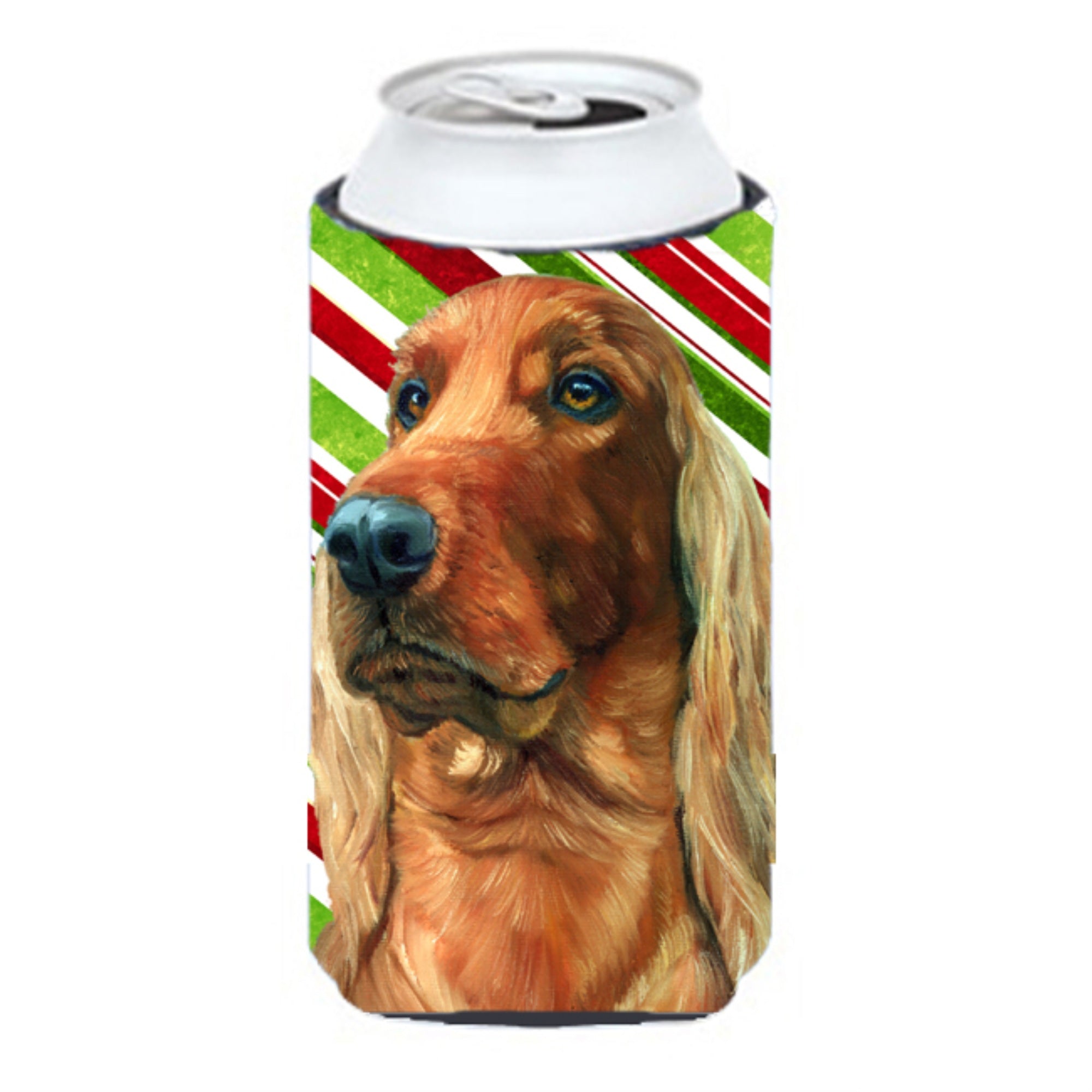 Irish Setter Candy Cane Holiday Christmas Tall Boy Beverage Insulator Hugger Lh9590Tbc