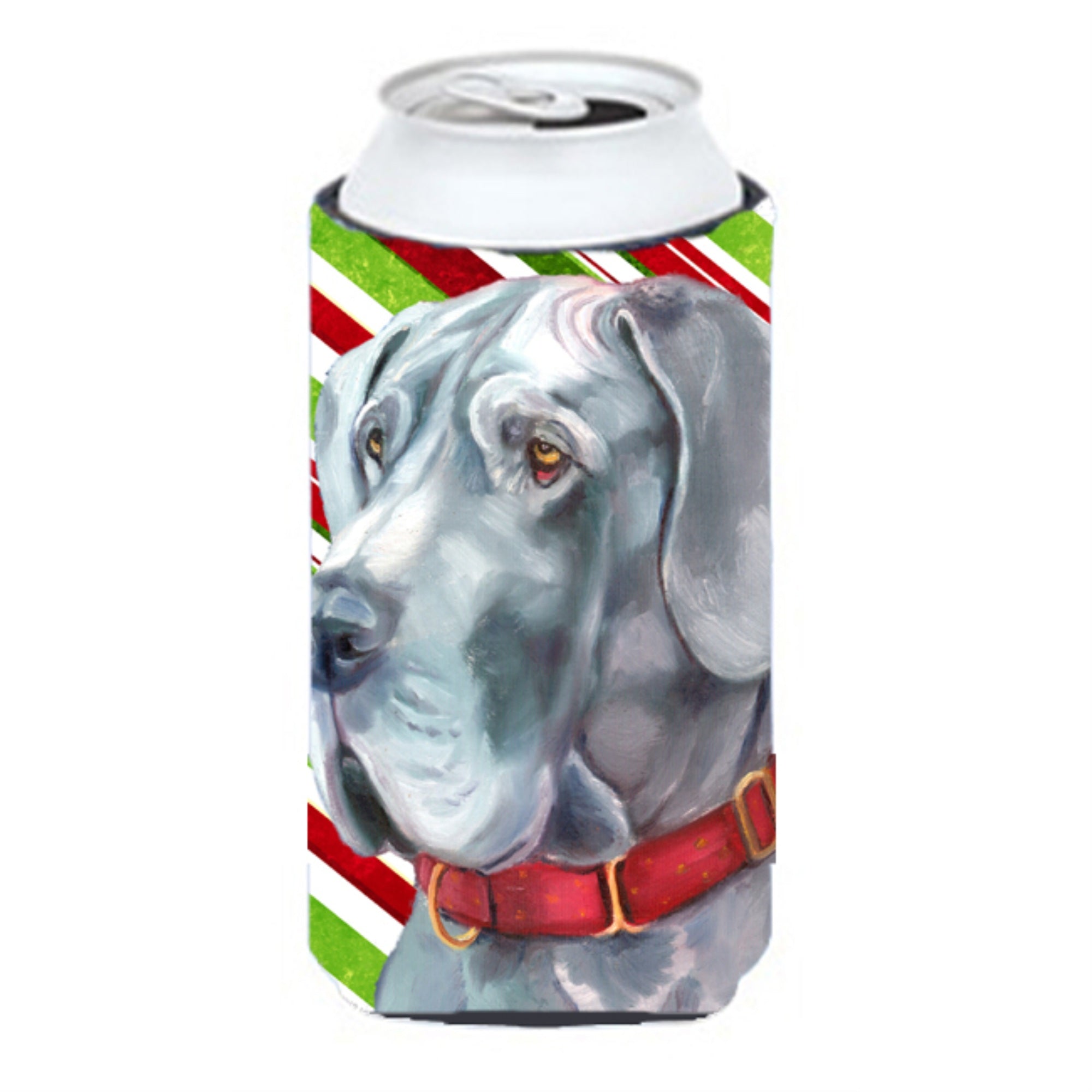 Great Dane Candy Cane Holiday Christmas Tall Boy Beverage Insulator Hugger Lh9591Tbc