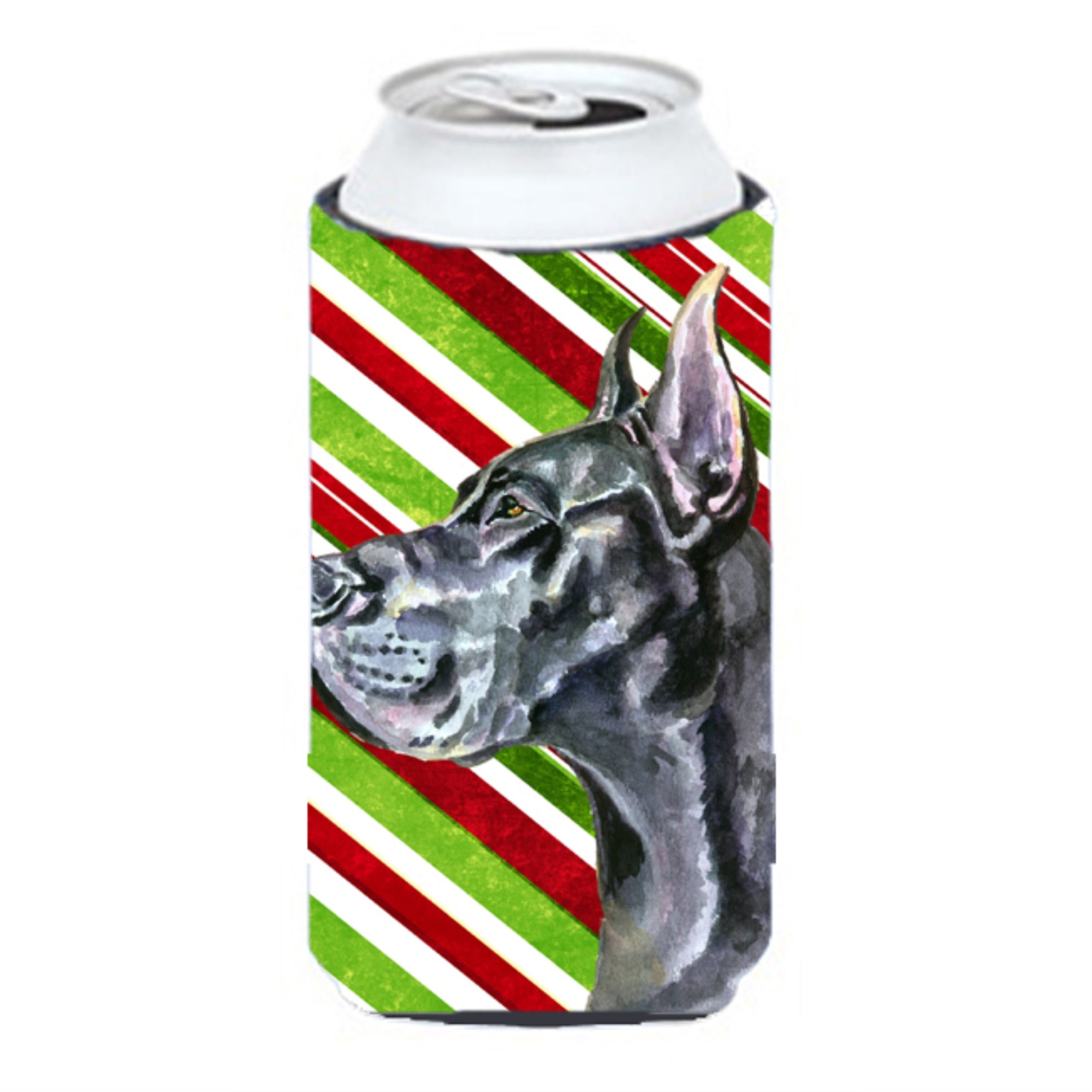 Black Great Dane Candy Cane Holiday Christmas Tall Boy Beverage Insulator Hugger Lh9592Tbc