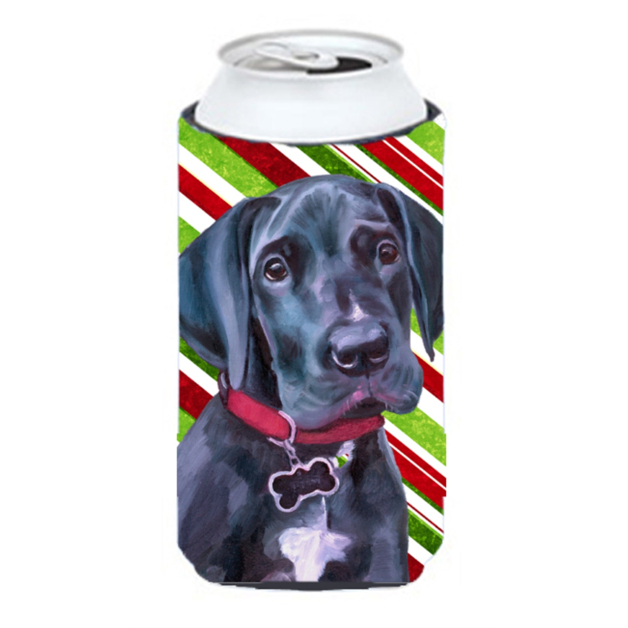 Black Great Dane Puppy Candy Cane Holiday Christmas Tall Boy Beverage Insulator Hugger Lh9593Tbc