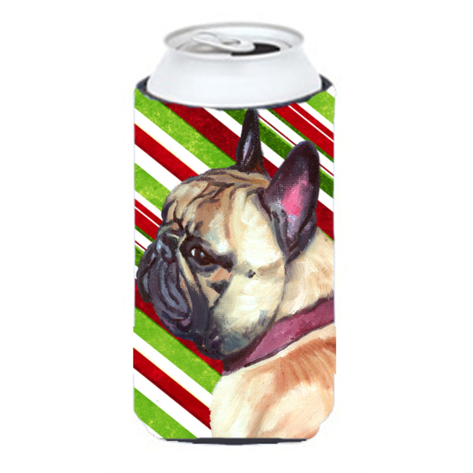 French Bulldog Frenchie Candy Cane Holiday Christmas Tall Boy Beverage Insulator Hugger Lh9594Tbc