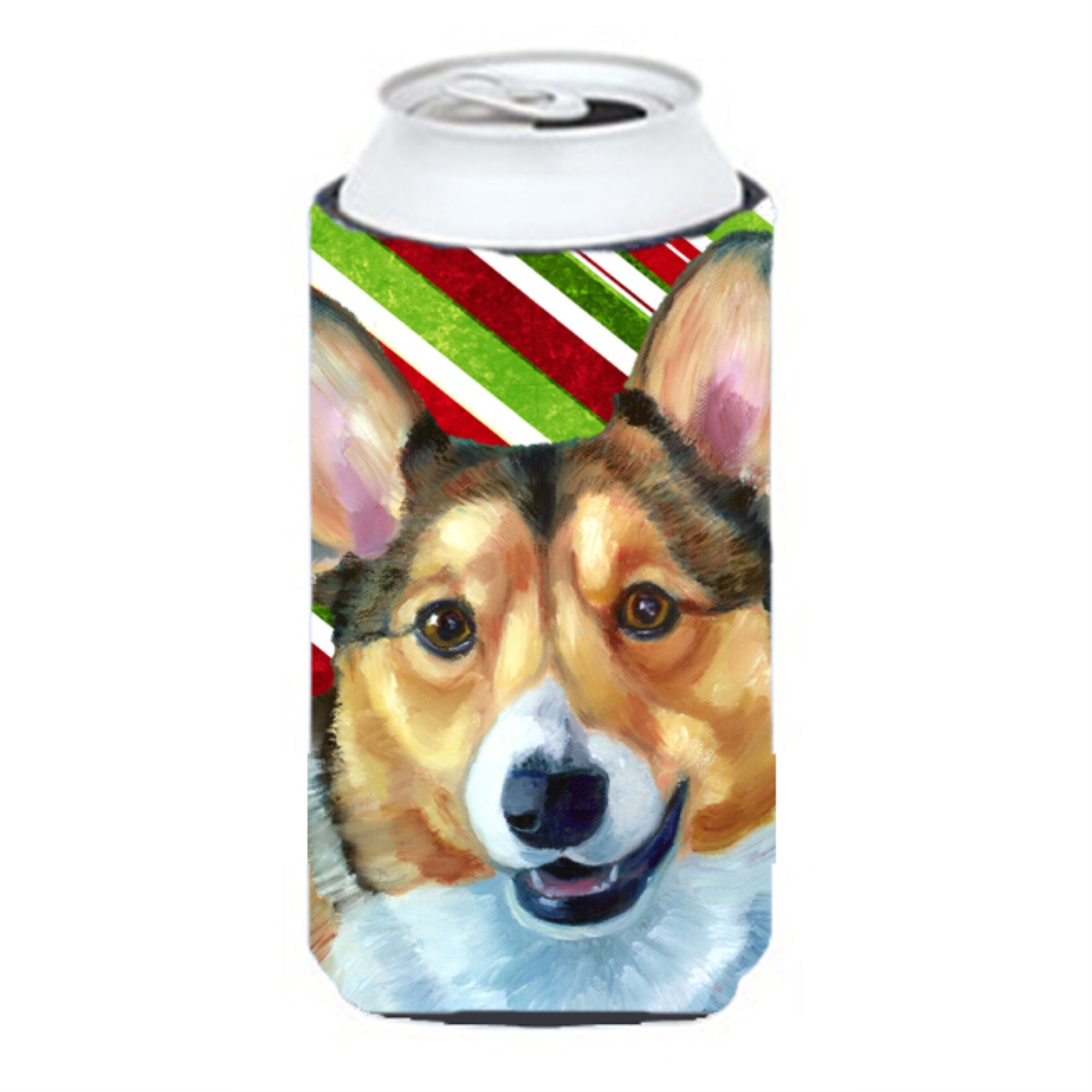 Corgi Candy Cane Holiday Christmas Tall Boy Beverage Insulator Hugger Lh9595Tbc