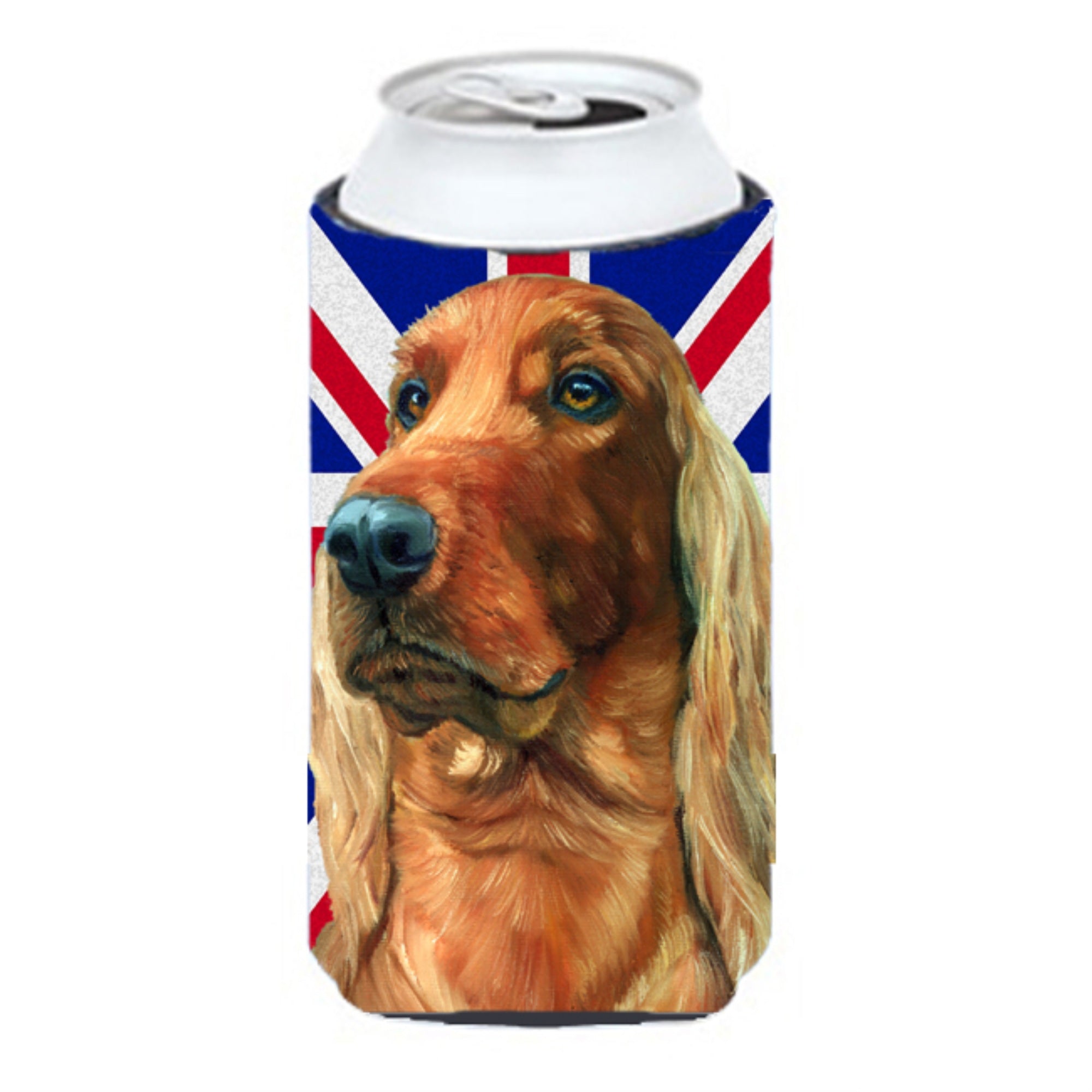 Irish Setter With English Union Jack British Flag Tall Boy Beverage Insulator Hugger Lh9597Tbc