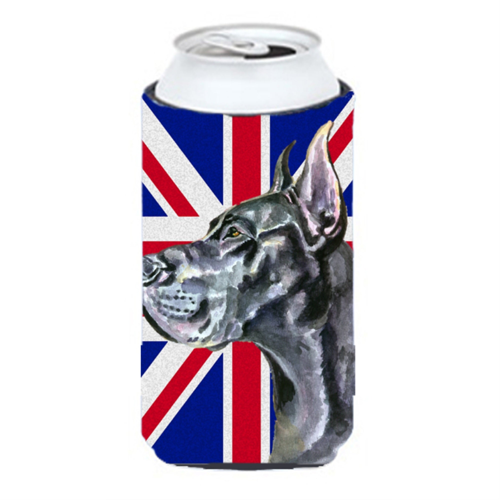 Black Great Dane With English Union Jack British Flag Tall Boy Beverage Insulator Hugger Lh9599Tbc