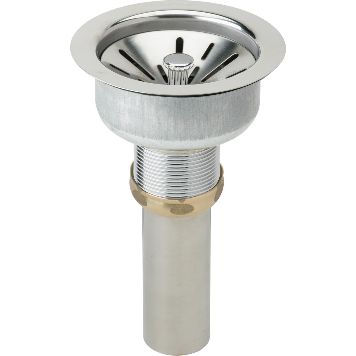 Elkay 3-1/2'' Drain Fitting Type 316 Stainless Steel Body, Strainer Basket With Rubber Seal And Tailpiece