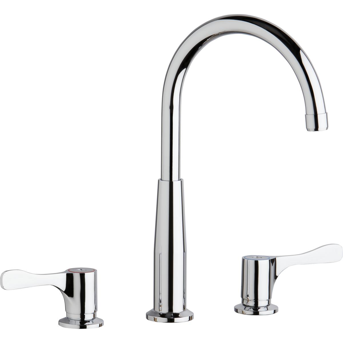 Elkay 8'' Centerset Concealed Deck Mount Faucet With Gooseneck Spout And 4'' Lever Handles + Stop Chrome