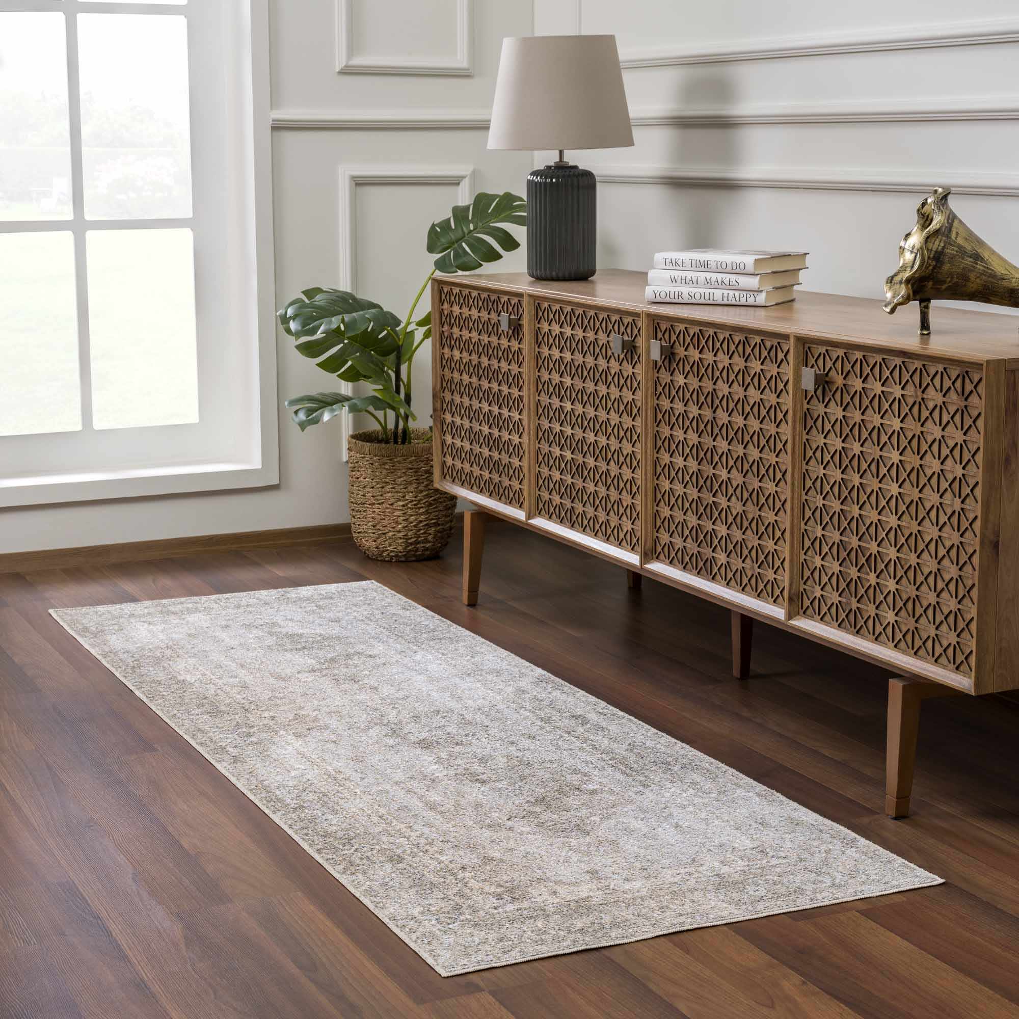Gael Cream Washable Runner Rug