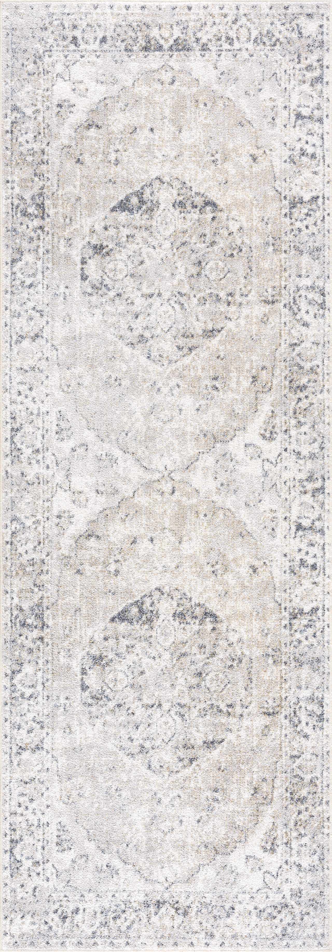 Rudo Cream Washable 7ft Runner Rug