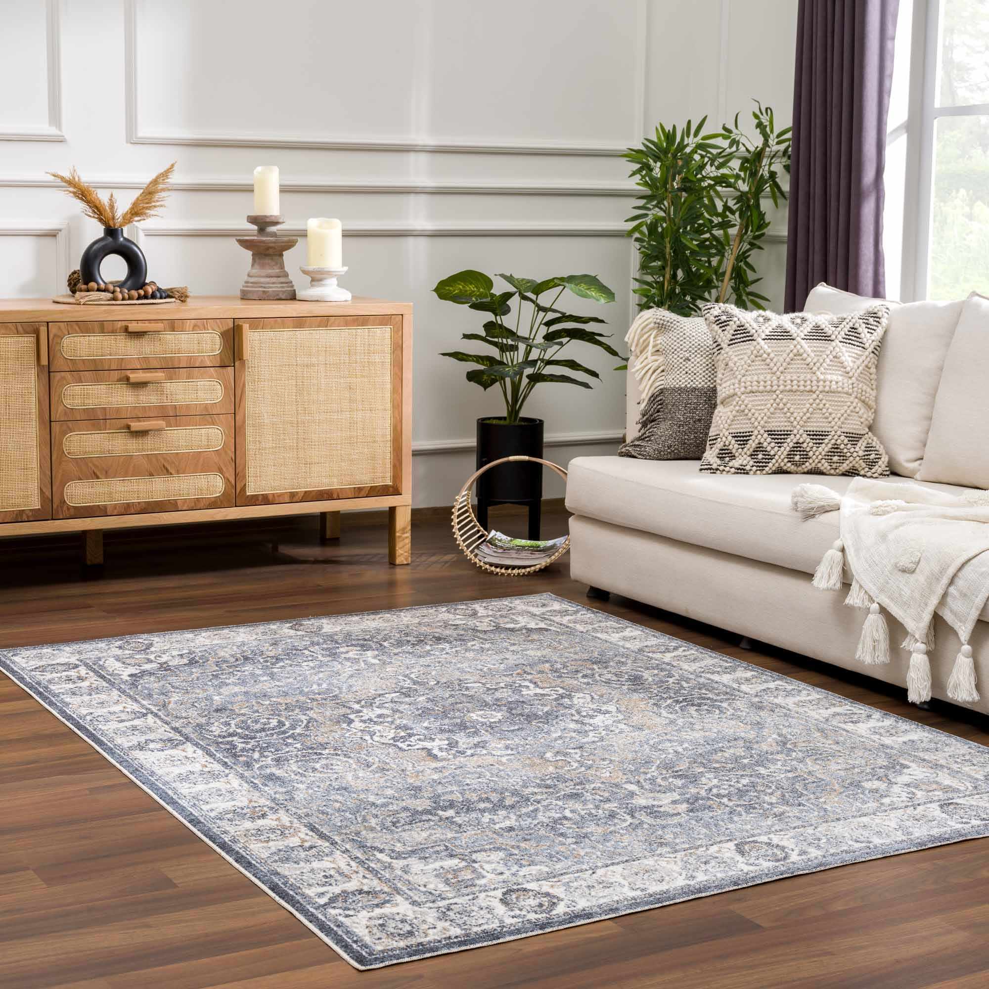 Aurum Blue Washable Area Rug
