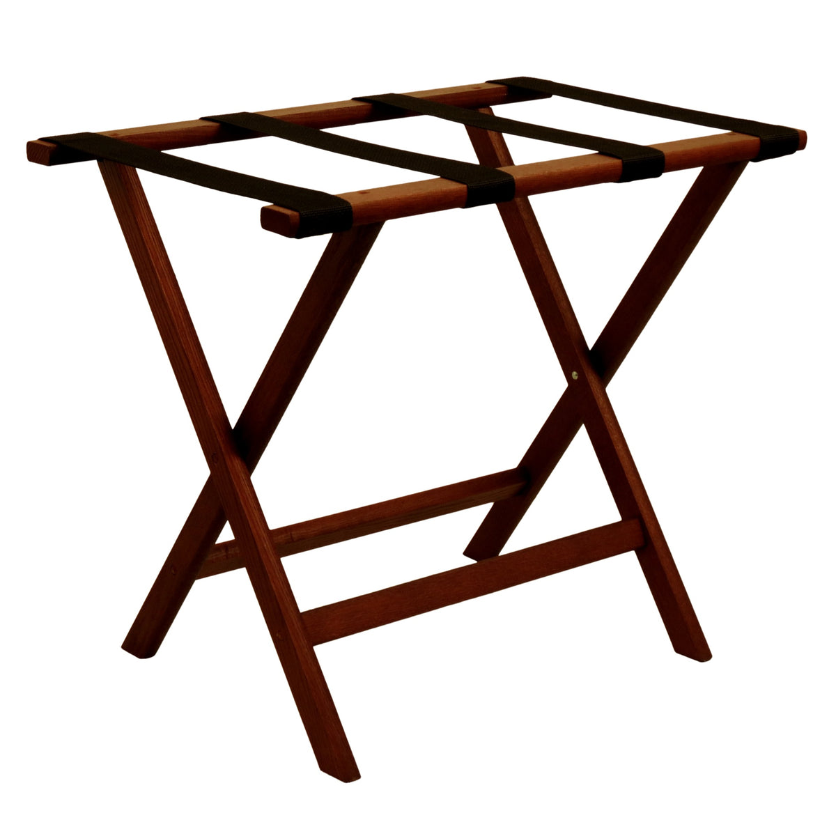 Wooden Mallet Deluxe Straight Leg Luggage Rack, Black Straps, Mahogany